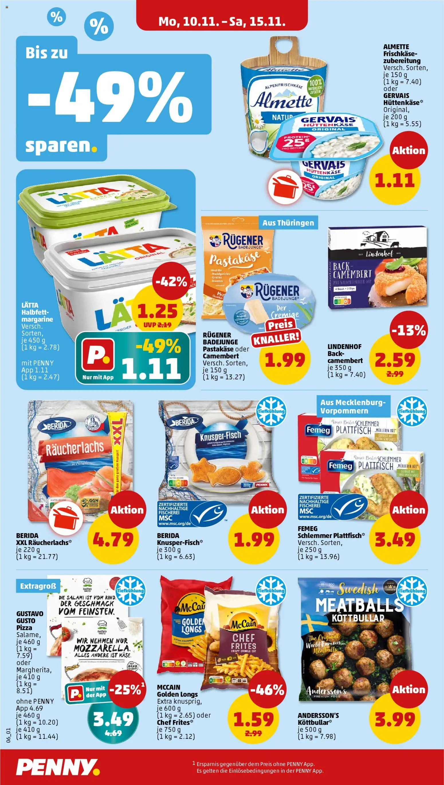 Penny Prospekt 	 – gültig ab 10.11.2025 | Seite: 6 | Produkte: Margarine, Räucherlachs, Hüttenkäse, Frischkase