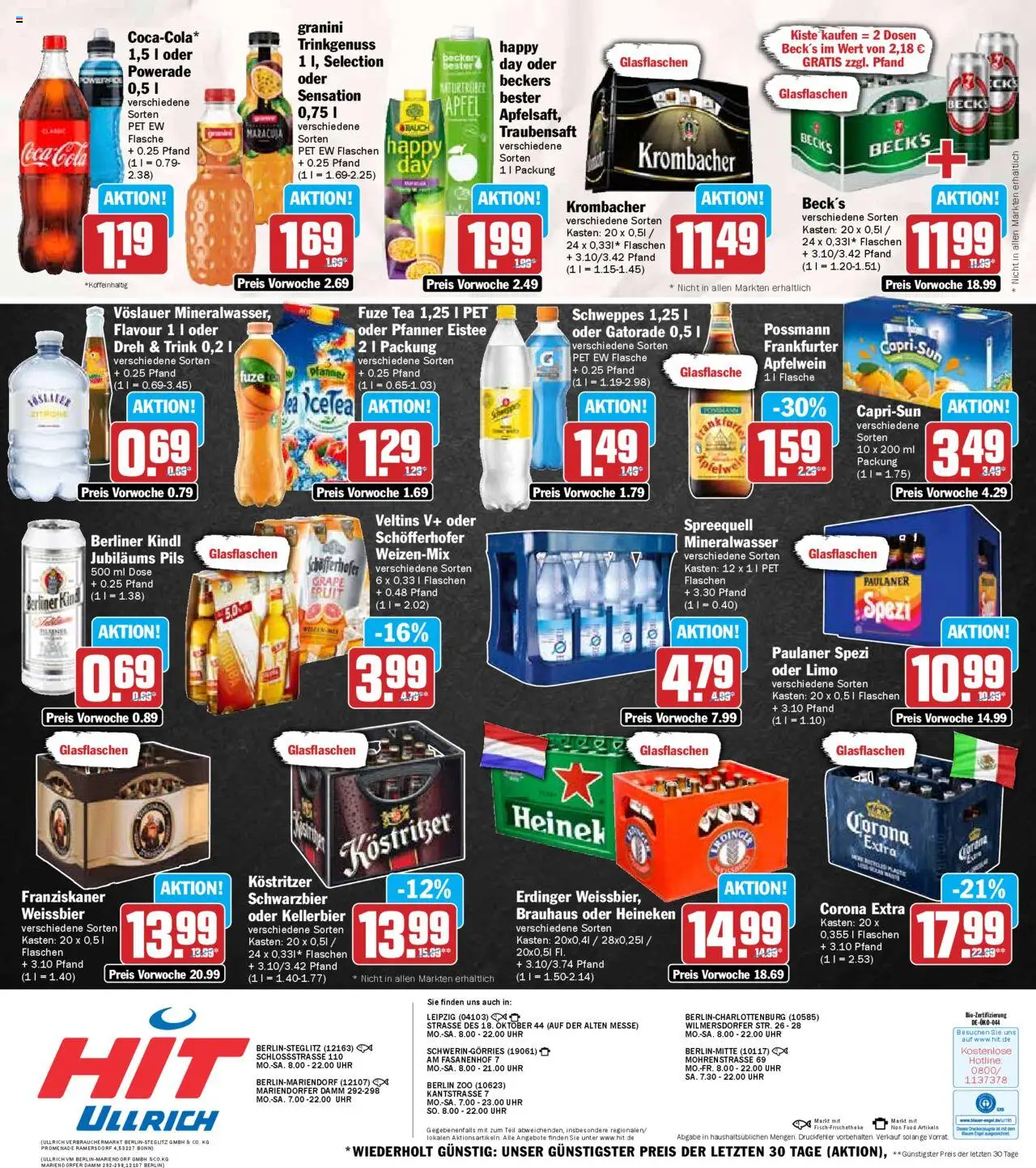 HIT Berlin - gültig ab dem 21.07.2025 | Seite: 18 | Produkte: Coca cola, Capri sun, Erdinger, Veltins