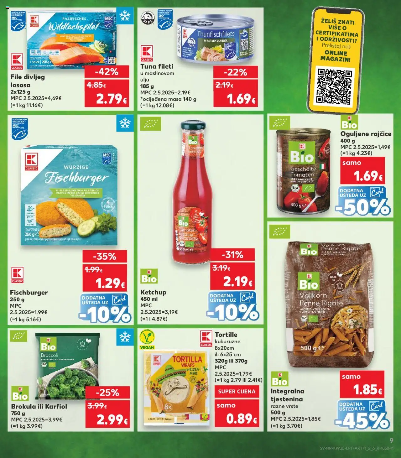 Kaufland katalog | vrijedi od 27.08.2025 | Stranica: 9 | Proizvodi: Brokula, Tjestenina, Karfiol, Tuna
