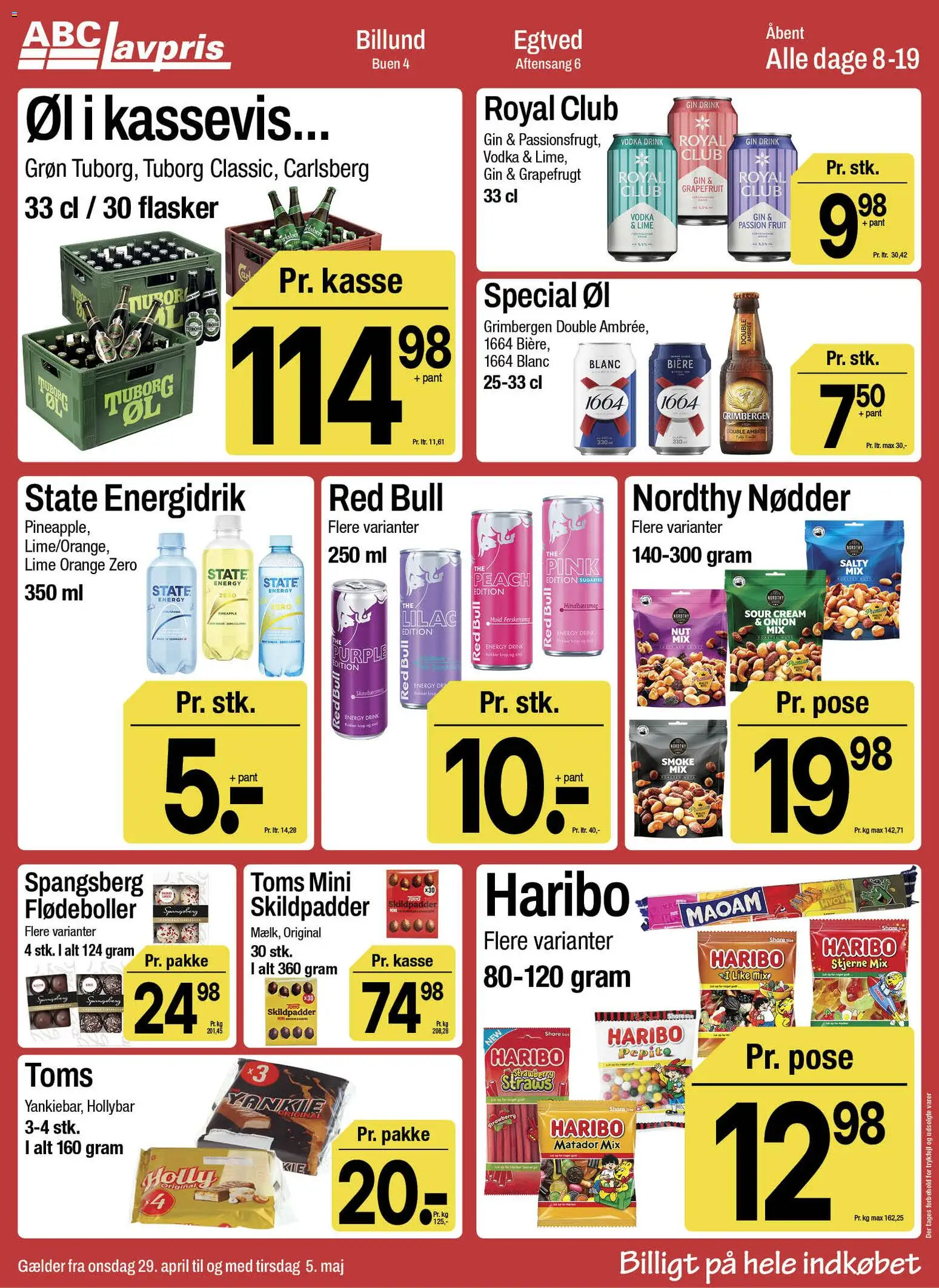 Abc Lavpris tilbudsavis – gyldig fra 29.04.2026 | Side: 12 | Produkter: Øl, Gin, Flødeboller, Lime