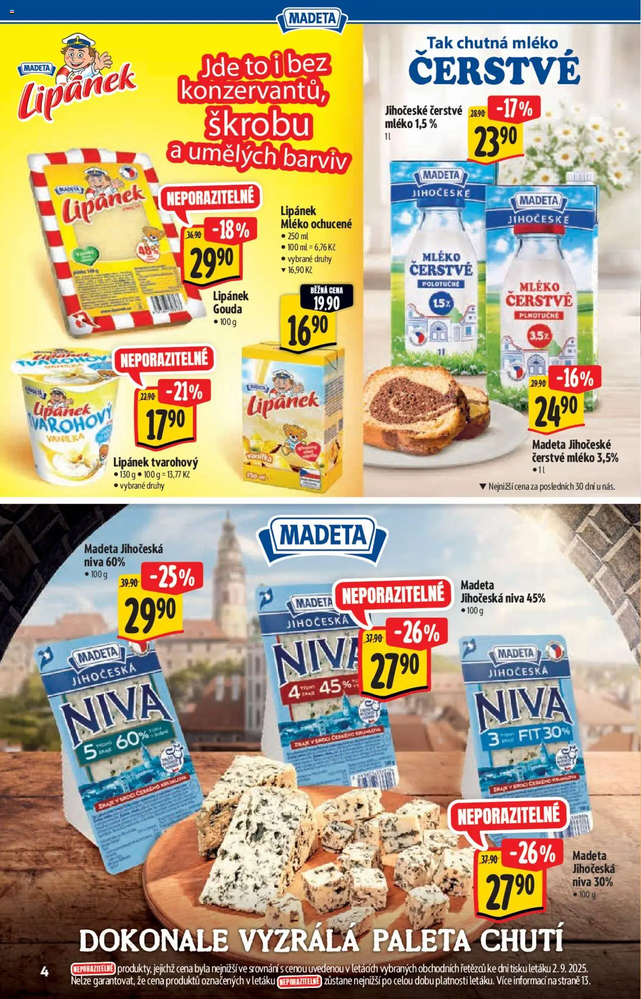 Albert katalog - Supermarket od 10.09.2025 | Strana: 4 | Produkty: Lipánek, Gouda, Mléko, Niva