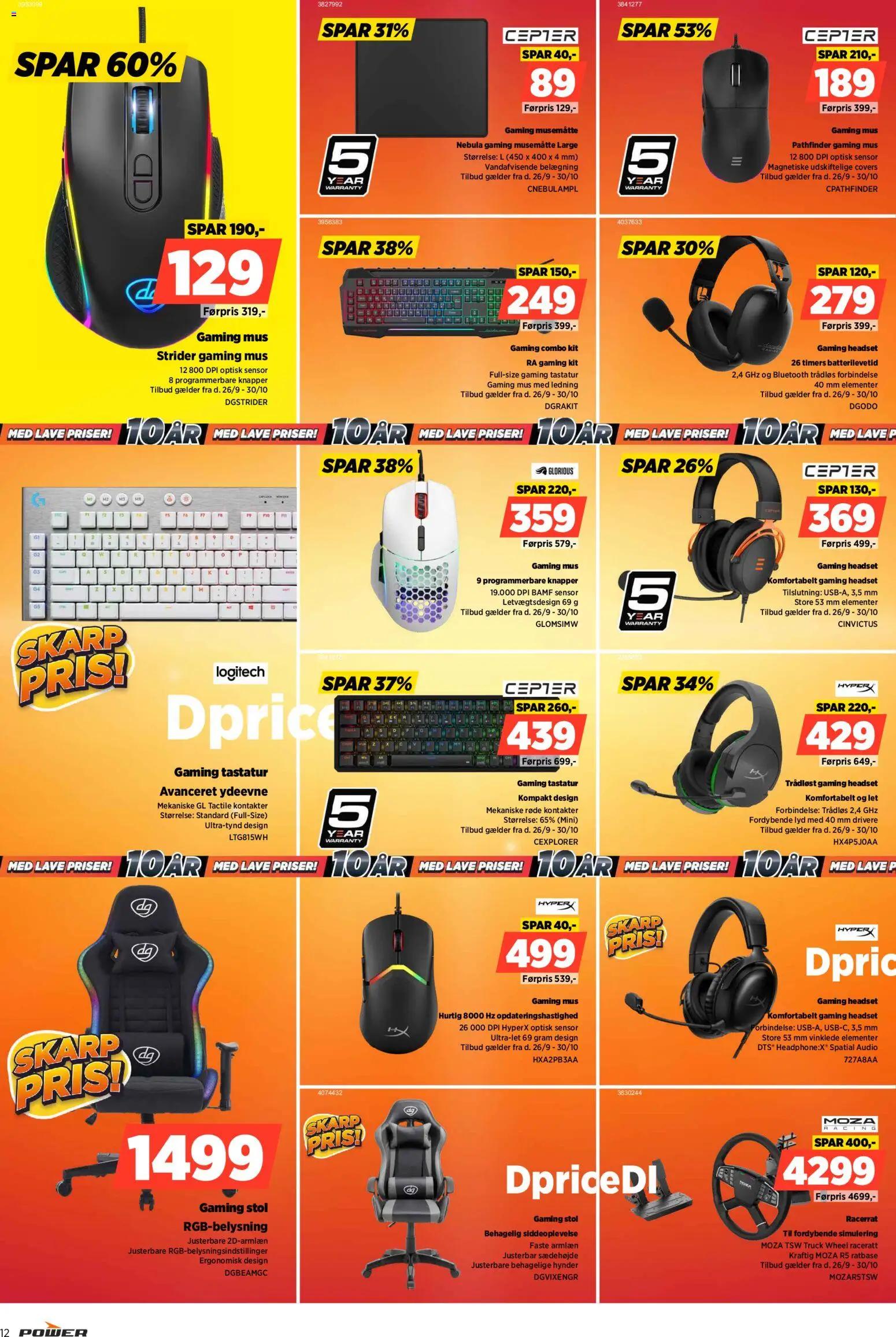 Power tilbudsavis – gyldig fra 24.10.2025 | Side: 12 | Produkter: Stol, Tastatur, Gaming mus, Lyd