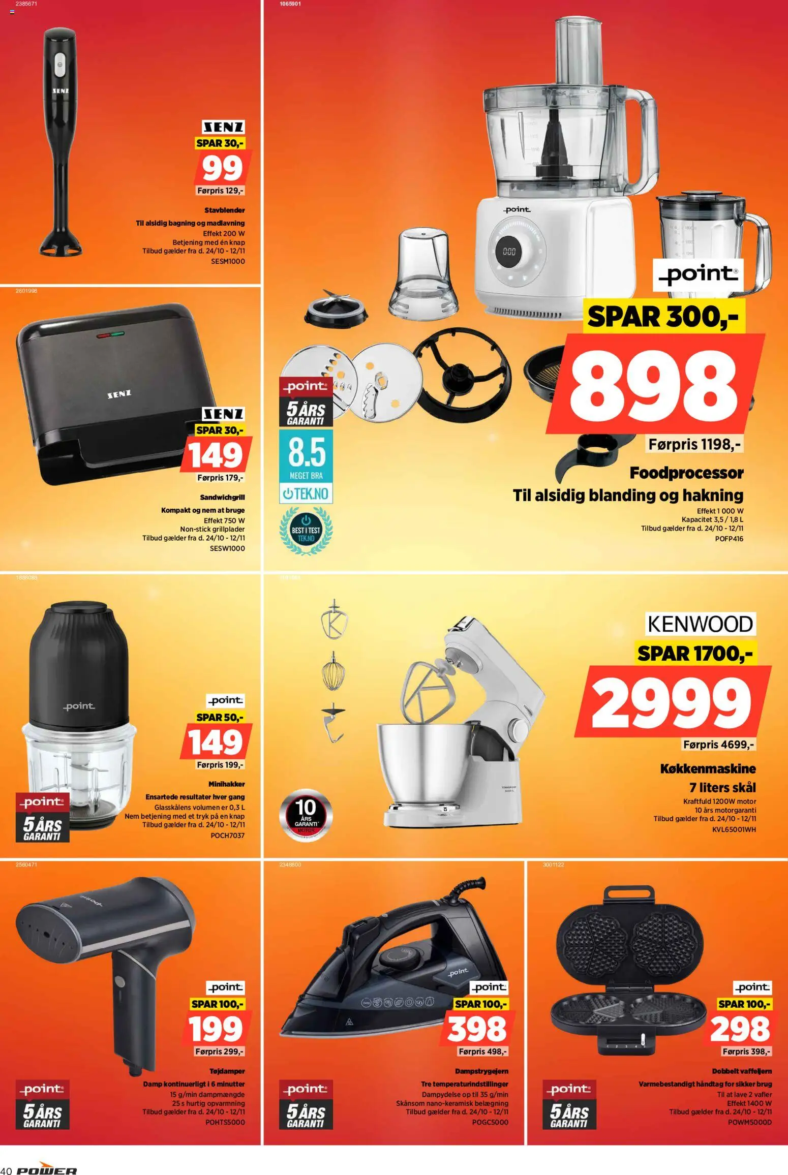Power tilbudsavis – gyldig fra 24.10.2025 | Side: 40 | Produkter: Vafler, Foodprocessor