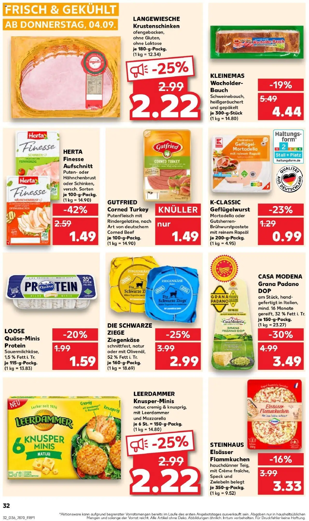 Kaufland prospekt Dreieich	 – gültig ab 07.09.2025 | Seite: 32 | Produkte: Mozzarella, Ziegenkäse, Creme, Hahnchenbrust
