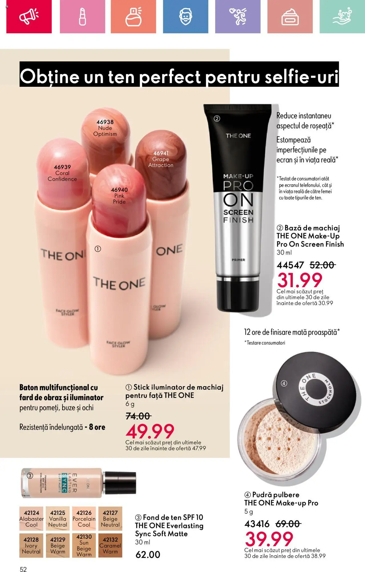 Oriflame catalog 10 2025 – valabil de la 06.07.2025 | Pagină: 52 | Produse: Fond de ten, Bază de machiaj, Machiaj, Pudră