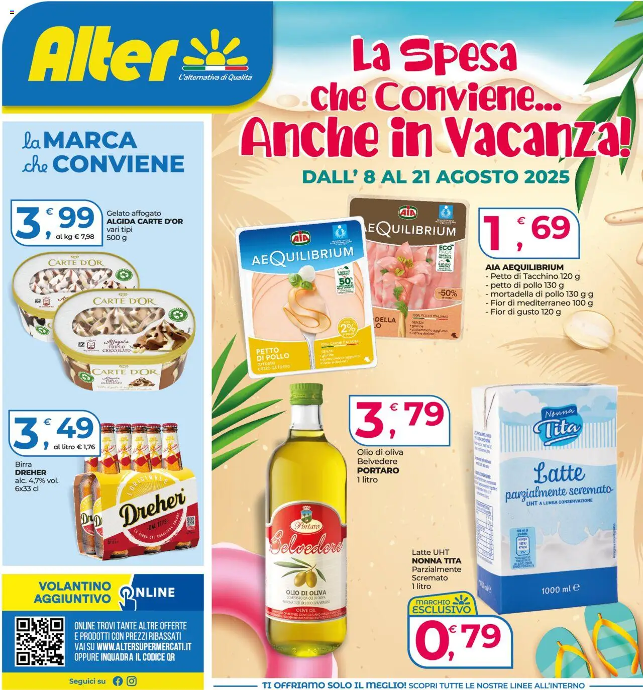 Volantino Alter Discount del 08.08.2025 | Pagina: 1 | Prodotti: Tacchino, Olio, Olive, Forno