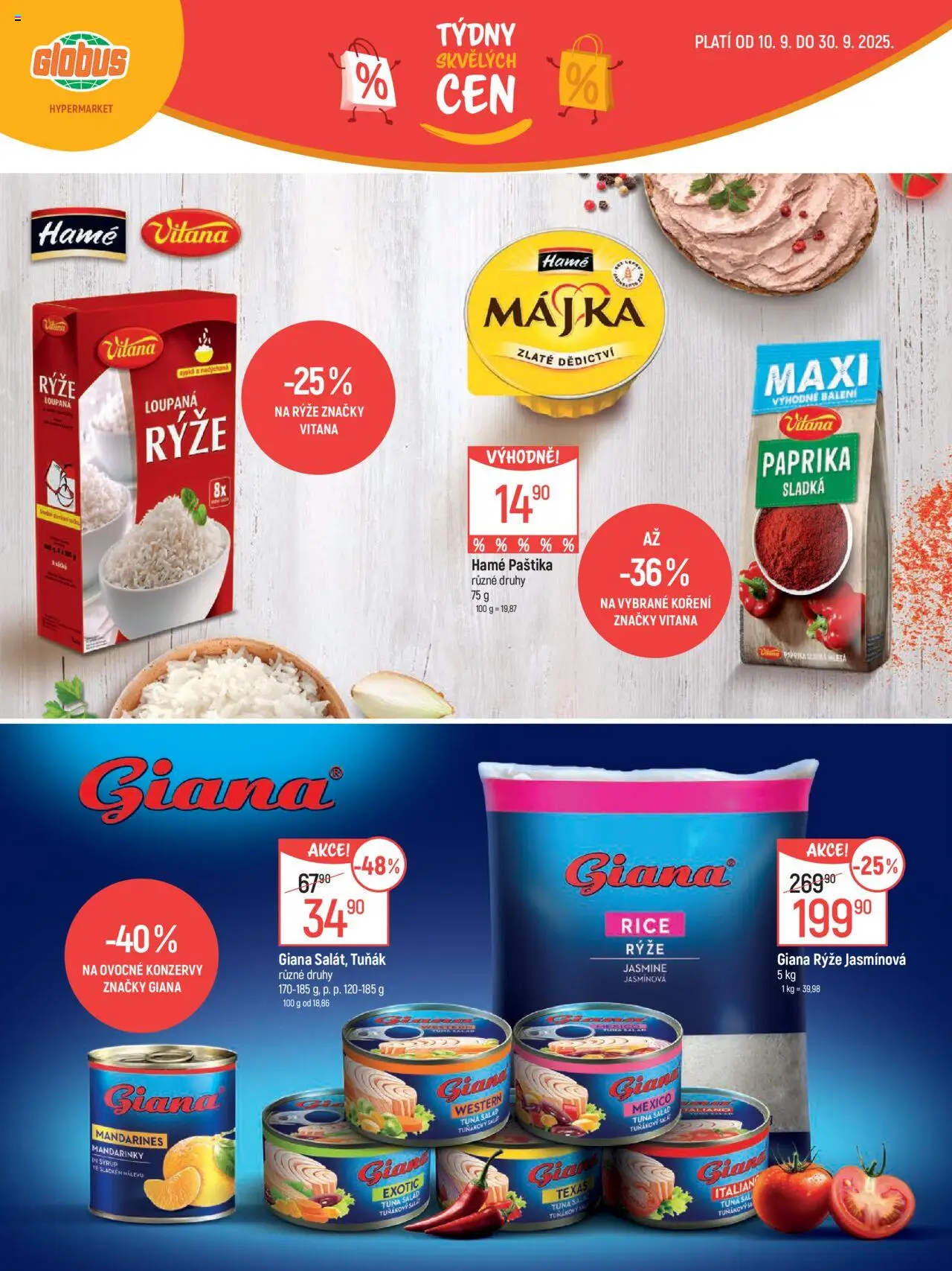 Globus leták - Praha Černý Most od 10.09.2025 | Strana: 9 | Produkty: Rýže Vitana, Šála, Salát, Paprika