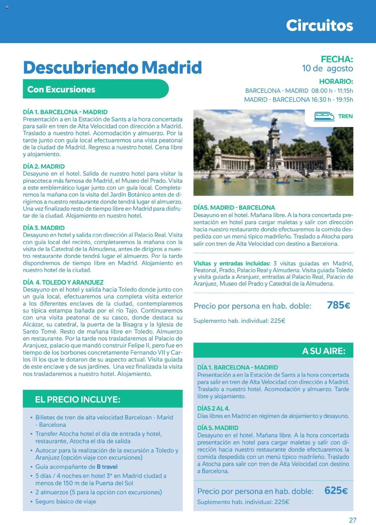 B the travel brand Viatges i Excursions │ válido desde el 01.05.2025 | Página: 27