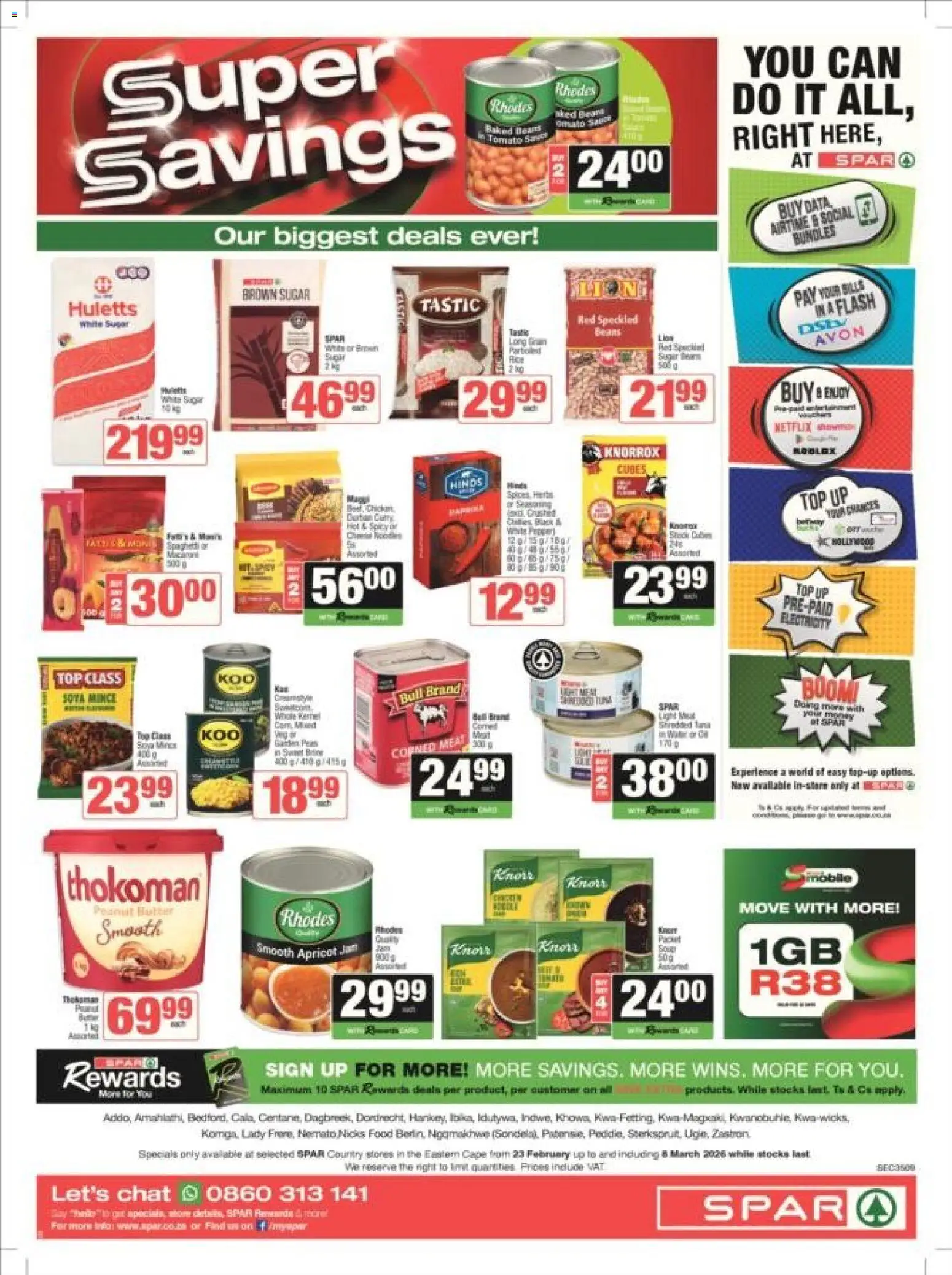 New Spar catalogue – valid from 23.02.2026 | Page: 6 | Products: Beans, Baked beans, Peanut butter, Sugar