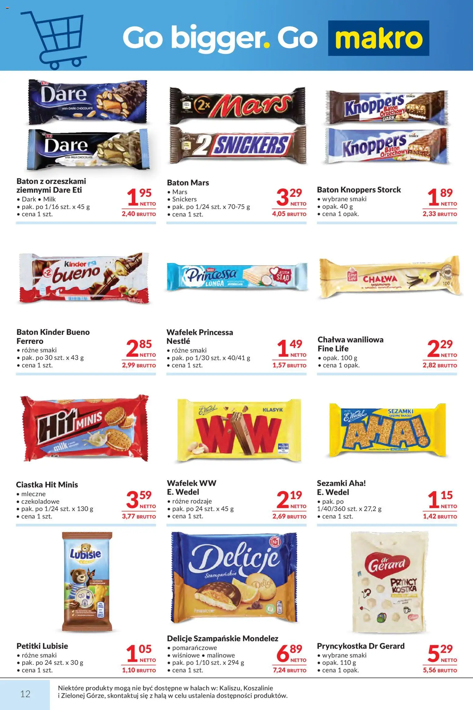 Makro Gazetka - Mega oferty dla Twojego Sklepu od 07.01.2026 | Strona: 12 | Produkty: Knoppers, Kinder Bueno, Baton, Ciastka