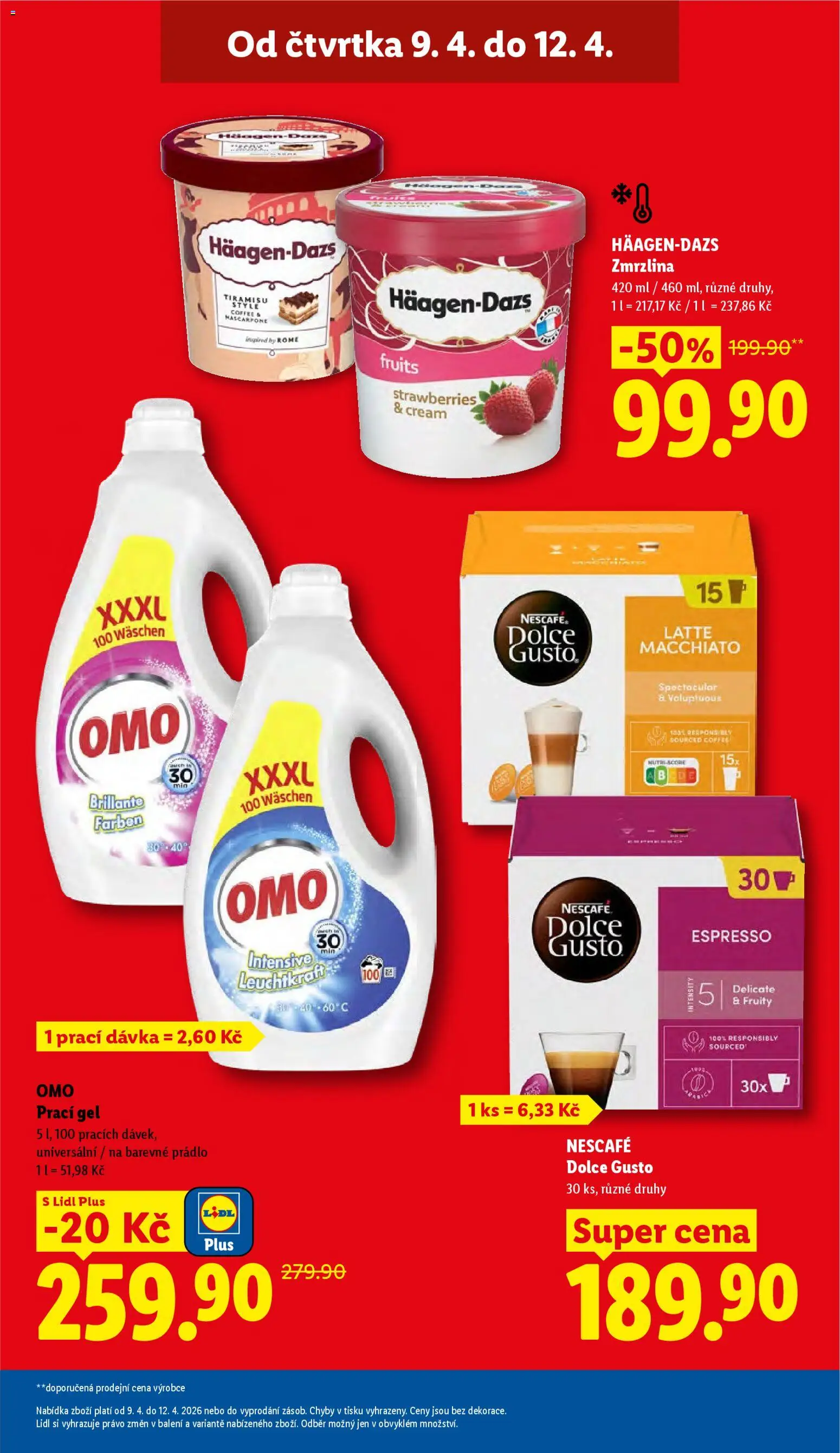 Lidl leták od 09.04.2026 | Strana: 3 | Produkty: Dolce Gusto, Nescafé Dolce Gusto, Mascarpone, Häagen-Dazs Zmrzlina