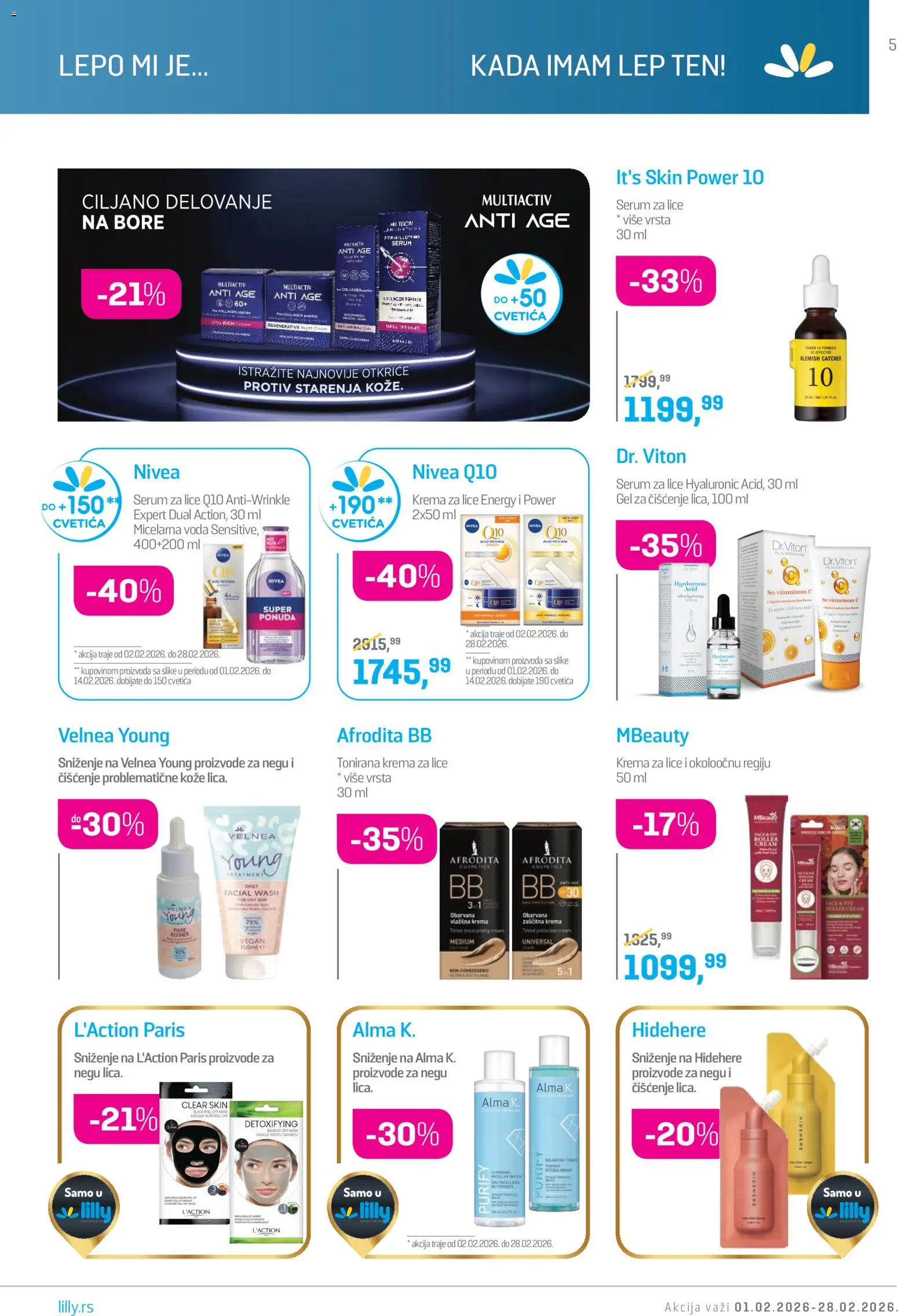 Lilly drogerie katalog - važi od 01.02.2026 | Strana: 5 | Proizvode: Nivea, Voda, Micelarna voda, Toner