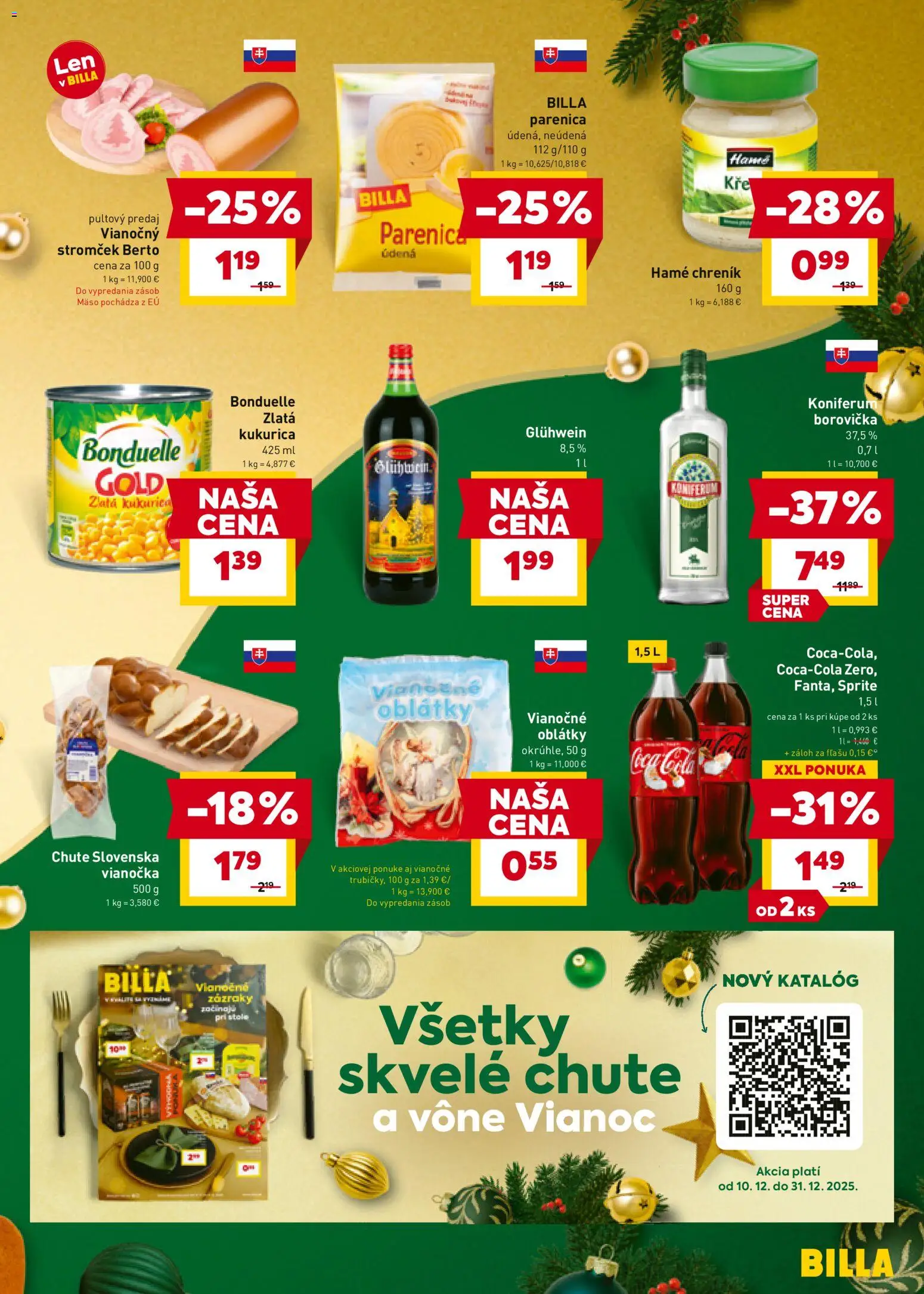 Nové Billa akcie – leták je platný od 10.12.2025 | Strana: 7 | Produkty: Borovička, Vianočka, Coca cola, Cola