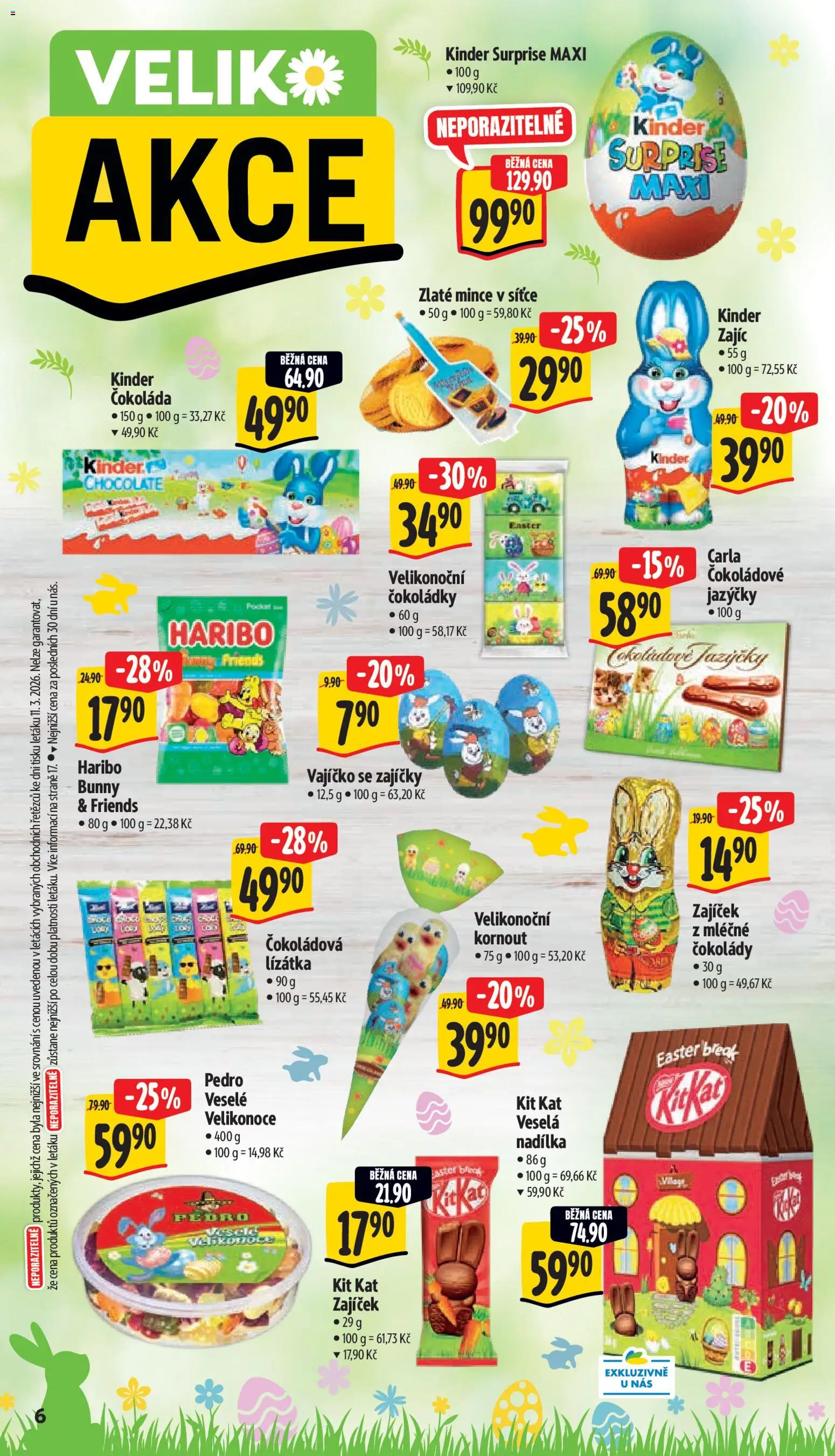 Albert leták - Supermarket - Brno od 18.03.2026 | Strana: 15 | Produkty: Čokoláda, Haribo, Kinder surprise maxi, Kinder