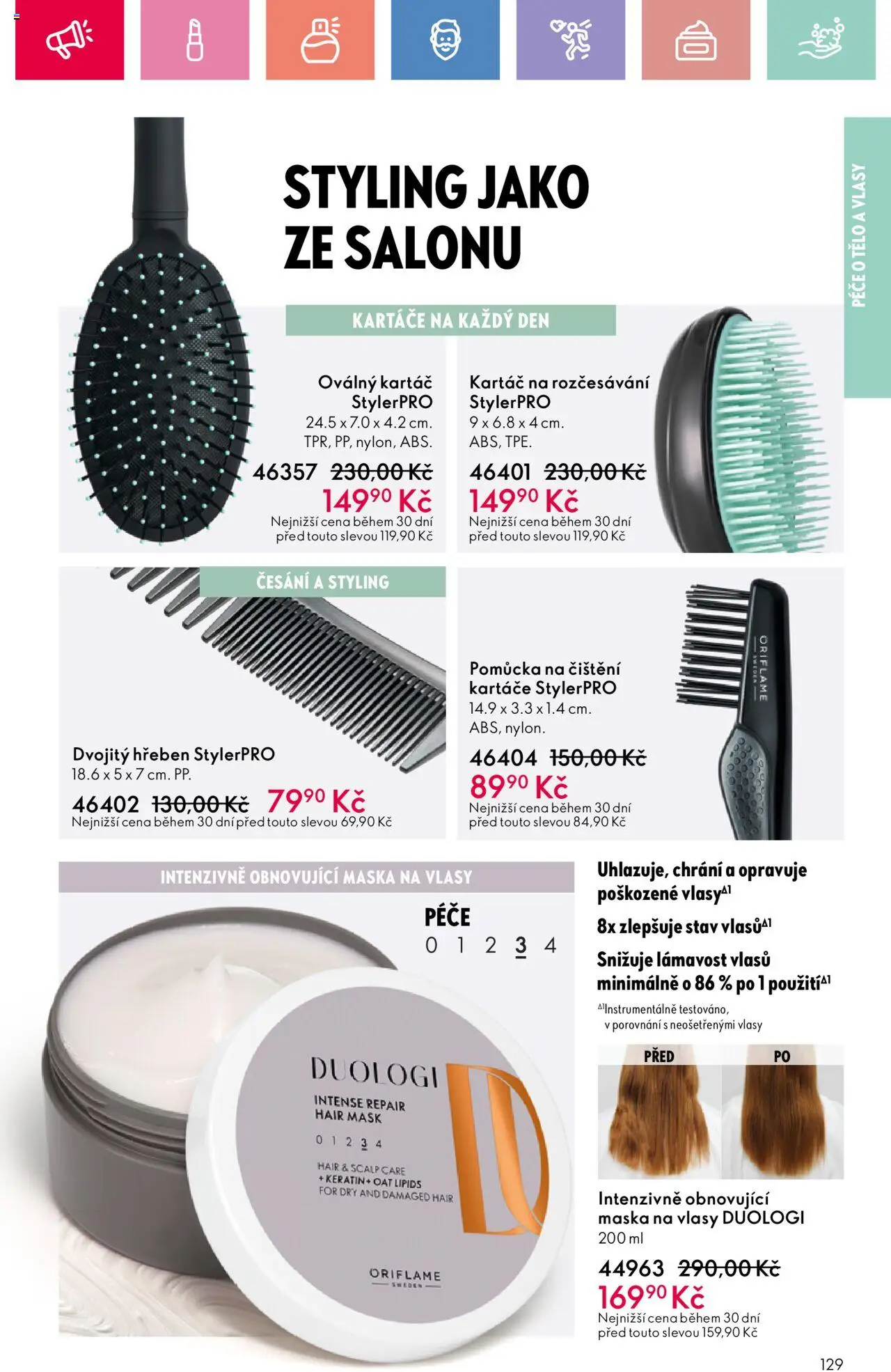 Oriflame katalog č.10/2025 od 06.07.2025 | Strana: 129 | Produkty: Maska na vlasy, Hřeben, Kartáč, Maska