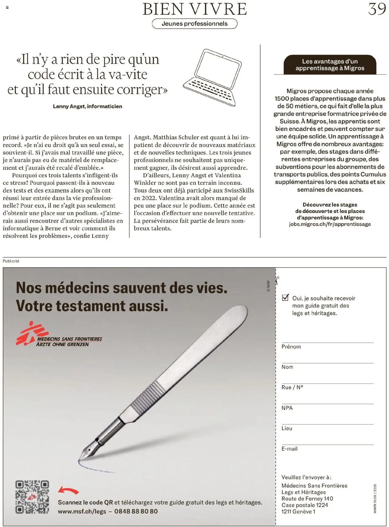 Migros Magazin FR – gültig ab 16.09.2025 | Seite: 39