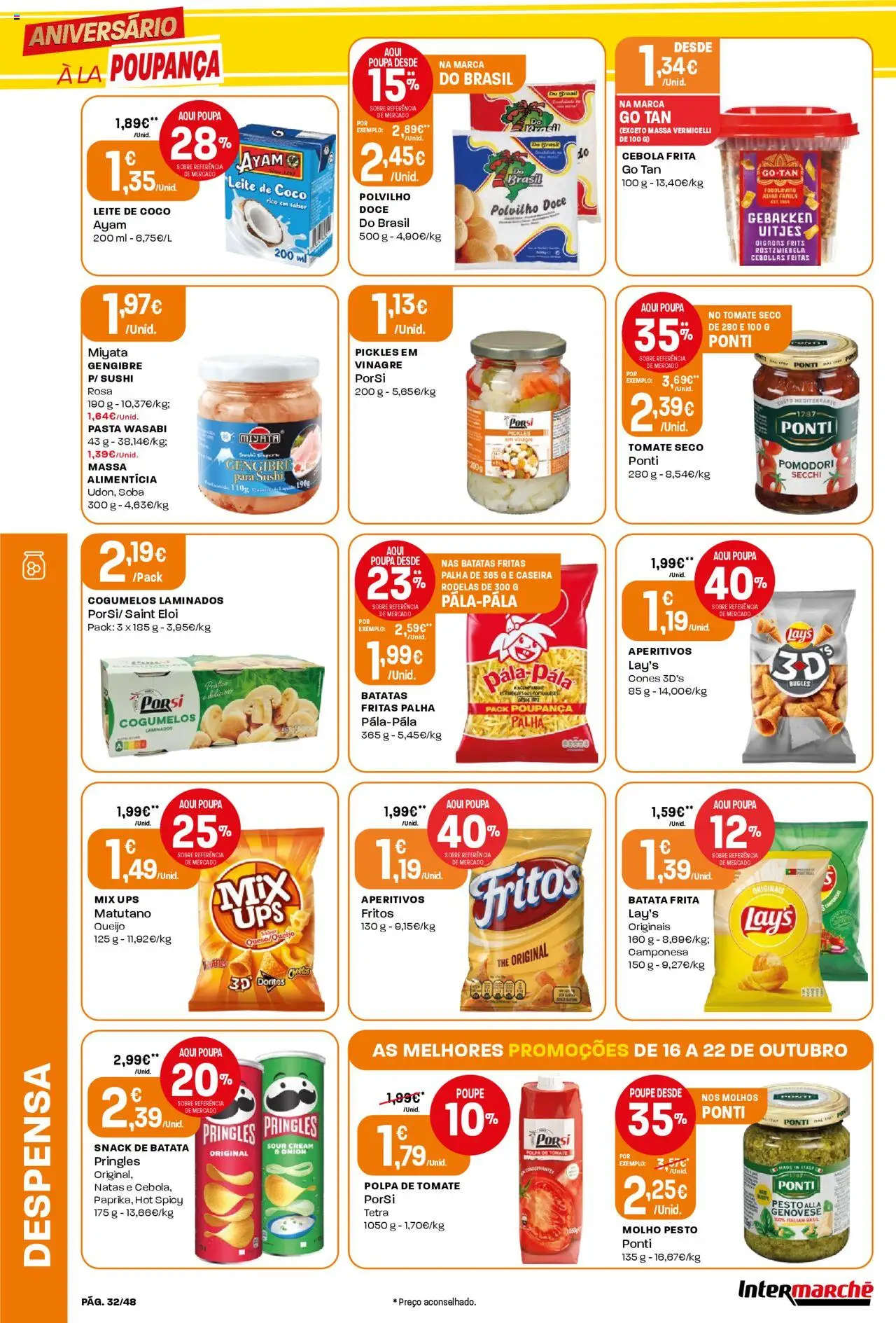 Intermarché folheto │ válido de 16.10.2025 | Página: 32 | Produtos: Batata, Leite, Batatas fritas, Natas