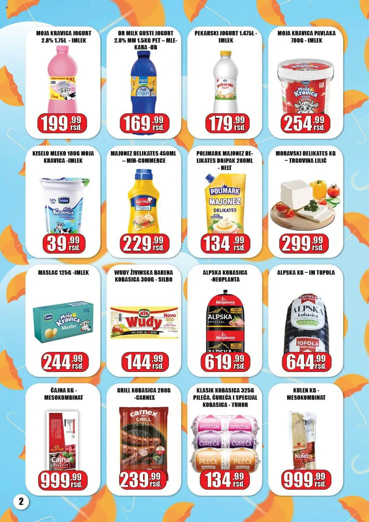 Gala MARKET katalog - važi od 05.06.2025 | Strana: 2 | Proizvode: Majonez, Maslac, Kobasica, Pavlaka
