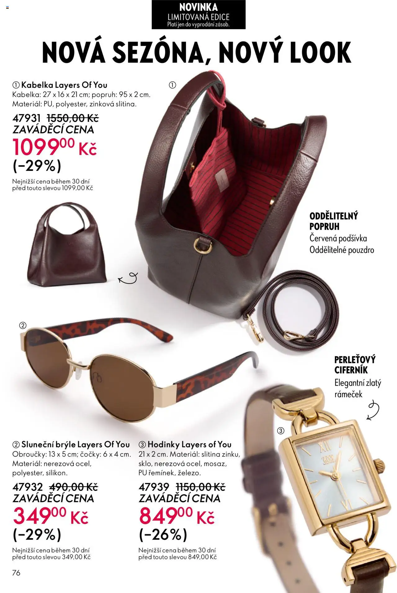 Oriflame katalog č.13/2025 od 07.09.2025 | Strana: 76 | Produkty: Kabelka, Brýle, Pouzdro, Sluneční brýle