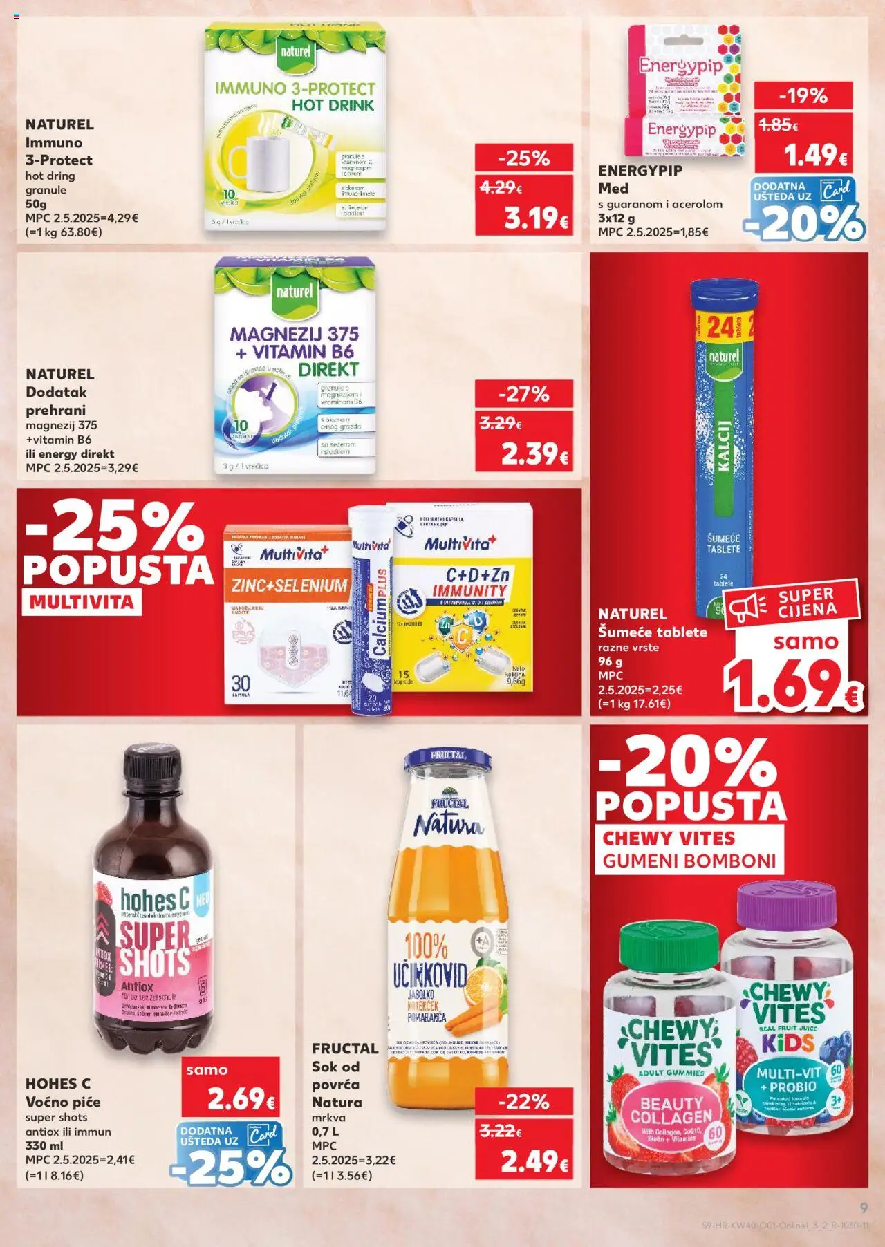 Kaufland katalog | vrijedi od 01.10.2025 | Stranica: 9 | Proizvodi: Sok, Mrkva, Tableta, Šumeće tablete