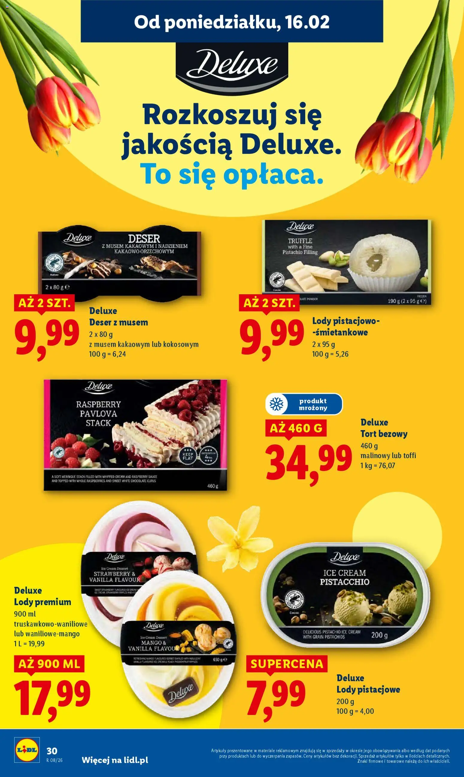 Lidl Gazetka od 16.02.2026 | Strona: 30 | Produkty: Mango, Tort, Lody pistacjowe, Lody