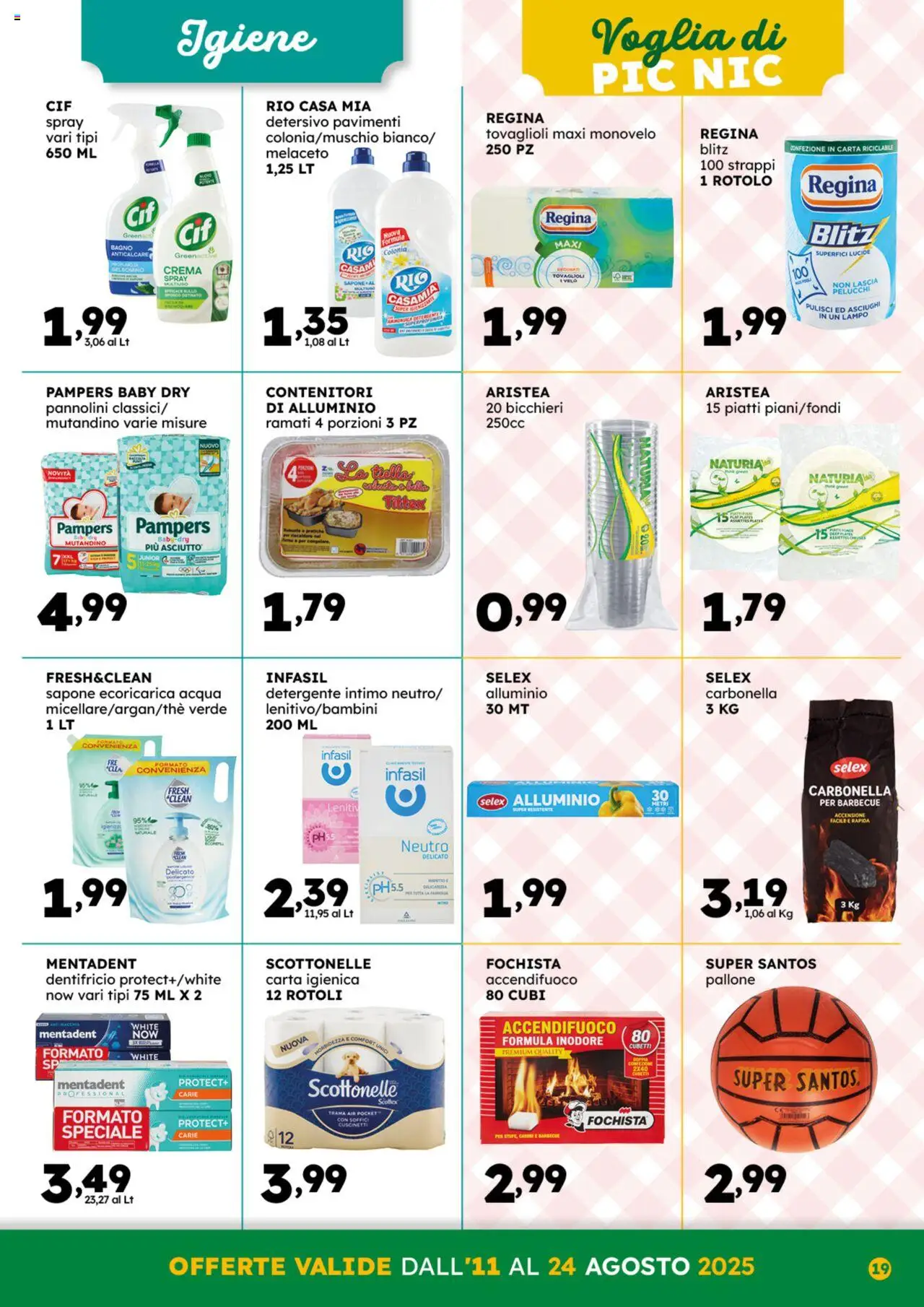Volantino GECOP del 11.08.2025 | Pagina: 19 | Prodotti: Crema, Pannolini, Intimo, Pallone