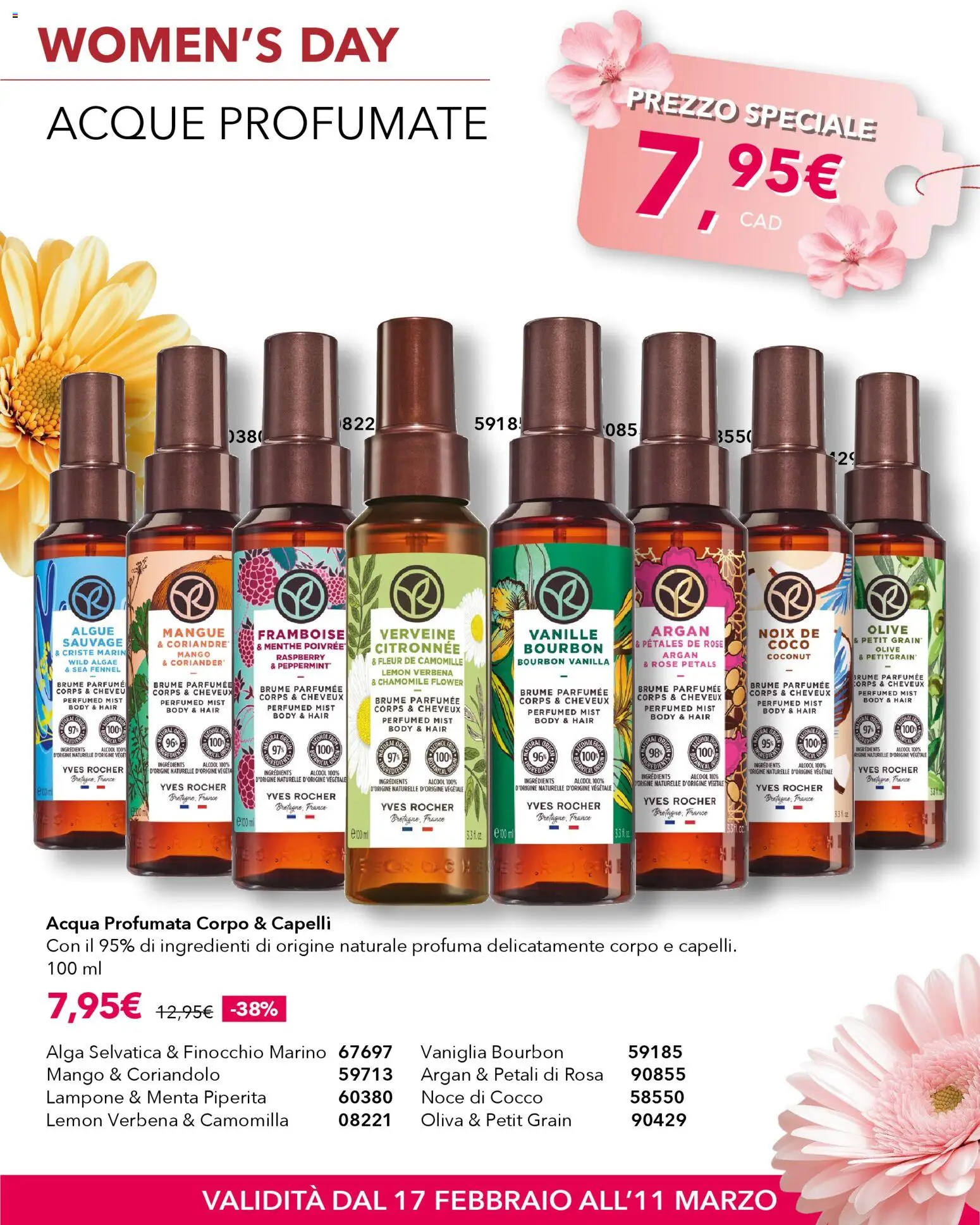 Volantino Yves Rocher del 17.02.2026 | Pagina: 2 | Prodotti: Acqua, Mango, Lampone, Cocco