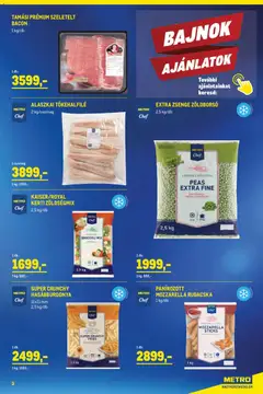 Metro Élelmiszer és Szezonális katalógus 2026/04 - amely érvényes a következő dátumtól: 07.04.2026 | Oldal: 3 | Termékek: Zöldborsó, Szeletelt bacon, Bacon, Hasábburgonya