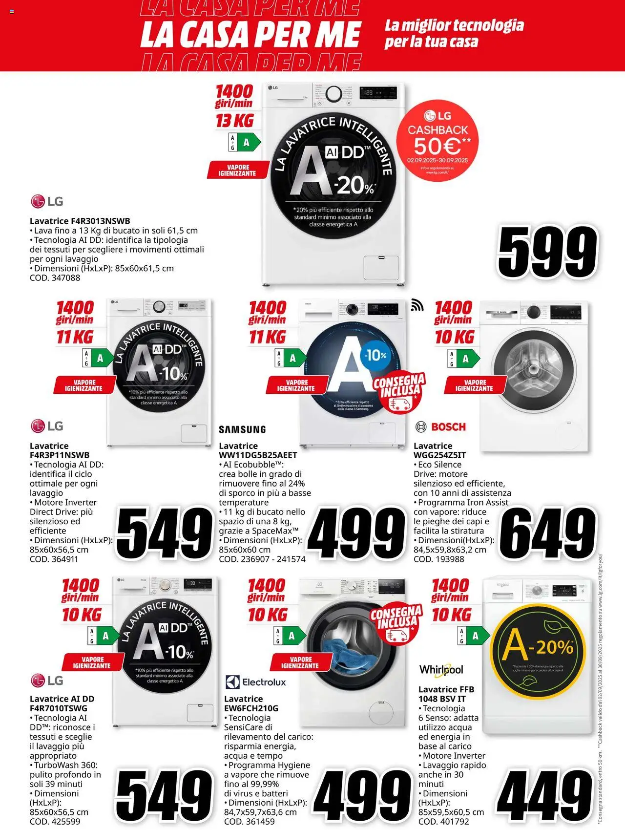 Volantino Media World del 04.09.2025 | Pagina: 2 | Prodotti: Acqua, Lavatrice, Samsung