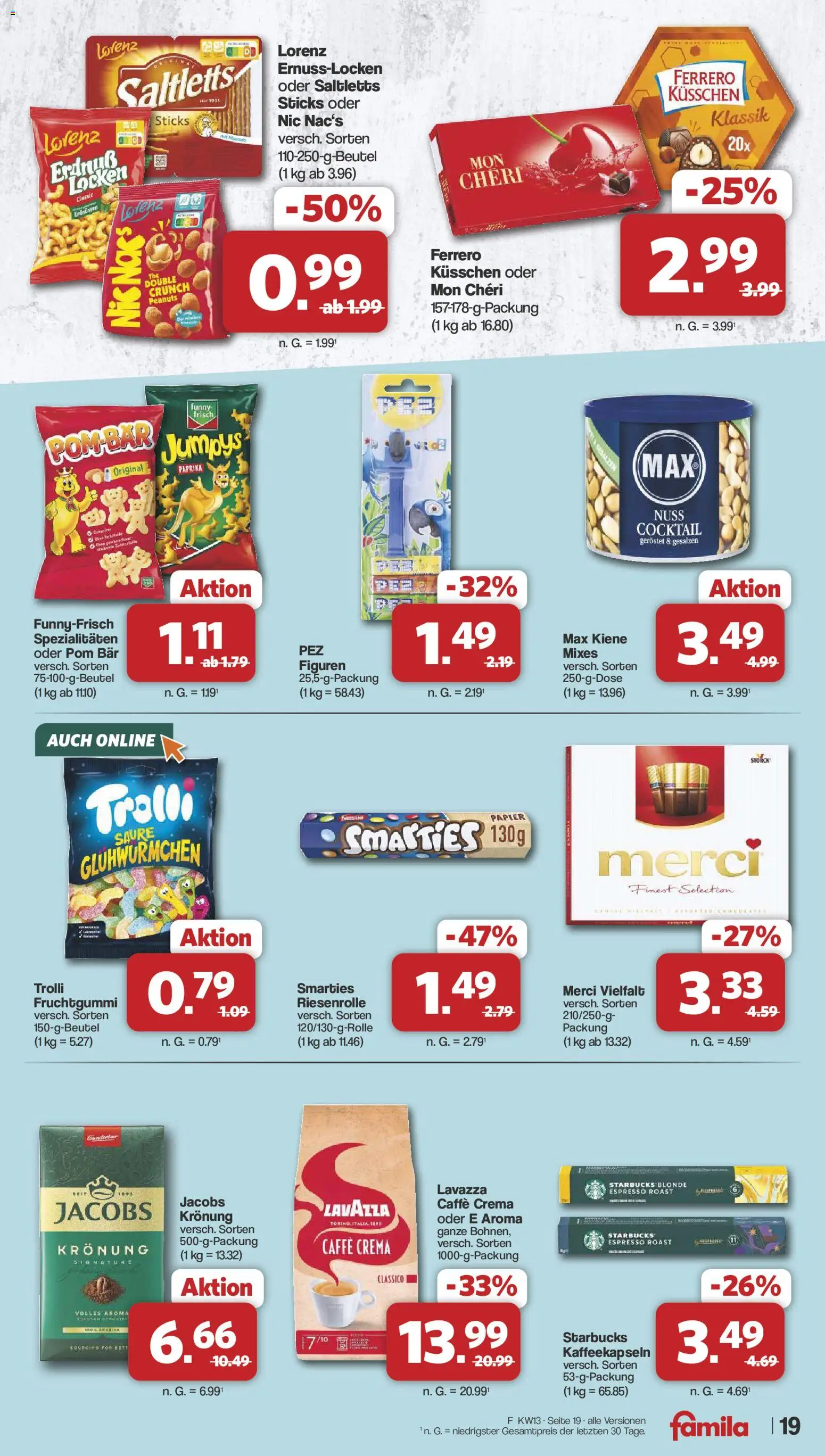 Famila Nordwest Prospekt 	 – gültig ab 23.03.2026 | Seite: 19 | Produkte: Merci, Smarties, Funny frisch, Mon cheri