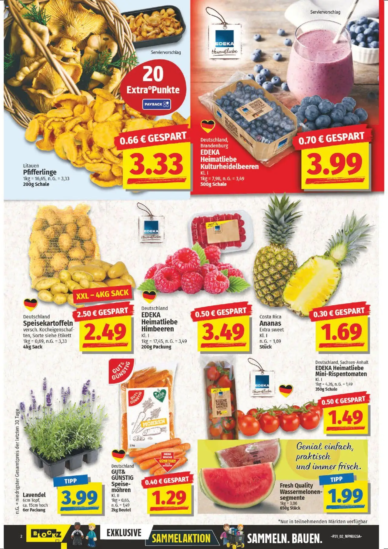 NP Discount Prospekt 	 - gültig ab dem 28.07.2025 | Seite: 2 | Produkte: Himbeeren, Burger, Ananas, Mohren
