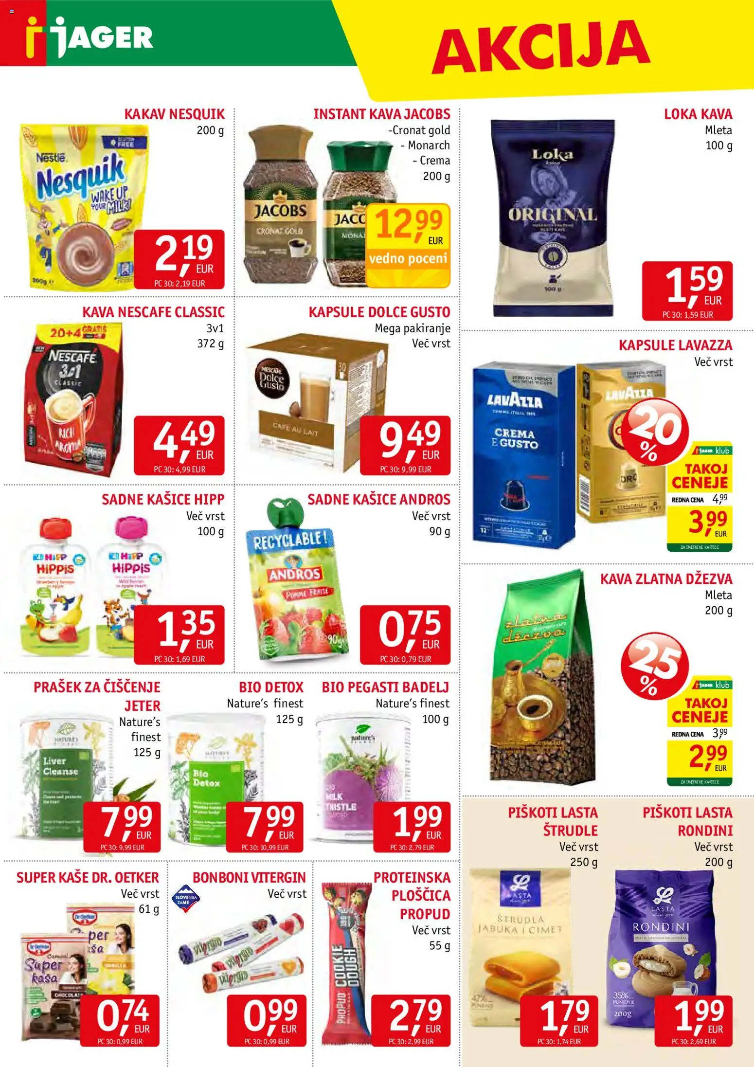 Novi Jager katalog ponudbe – veljaven od 19.11.2025 | Stran: 10 | Izdelki: Prašek, Bonboni, Instant kava, Piskoti
