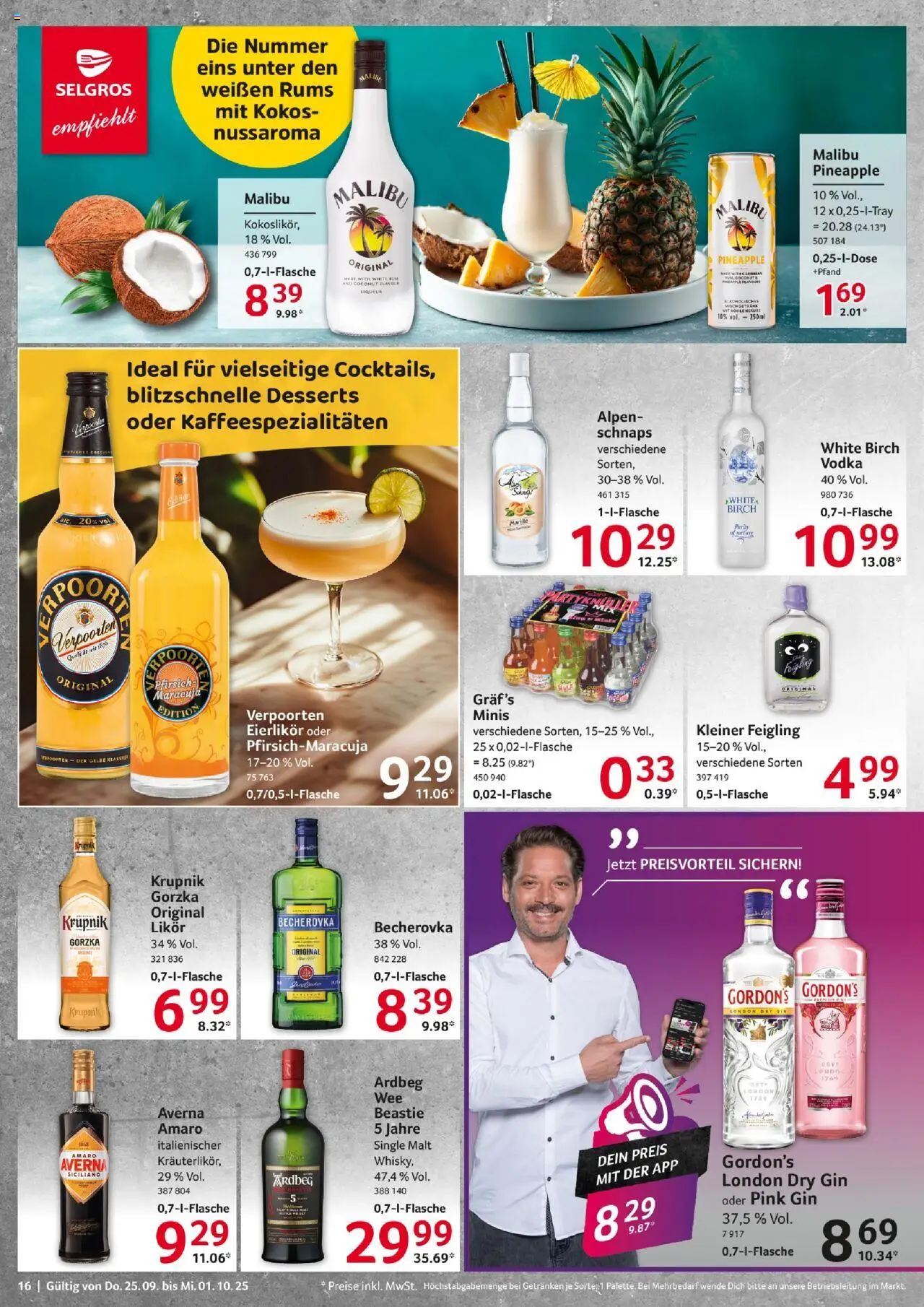 Selgros Prospekt 	 – gültig ab 25.09.2025 | Seite: 16 | Produkte: Schnaps, Likör, Kleiner feigling, Vodka