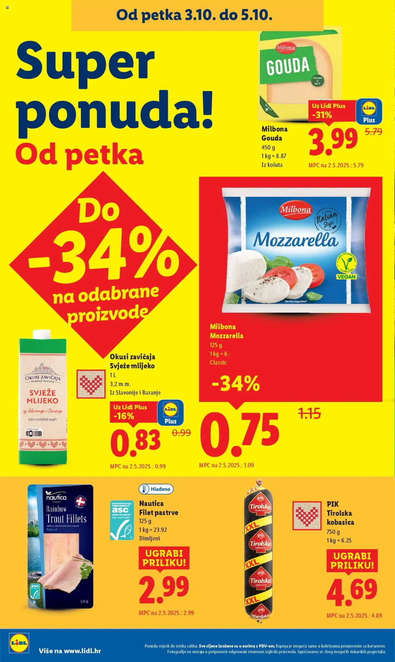 Lidl katalog | vrijedi od 29.09.2025 | Stranica: 72 | Proizvodi: Mozzarella, Mlijeko, Kobasica, Gouda