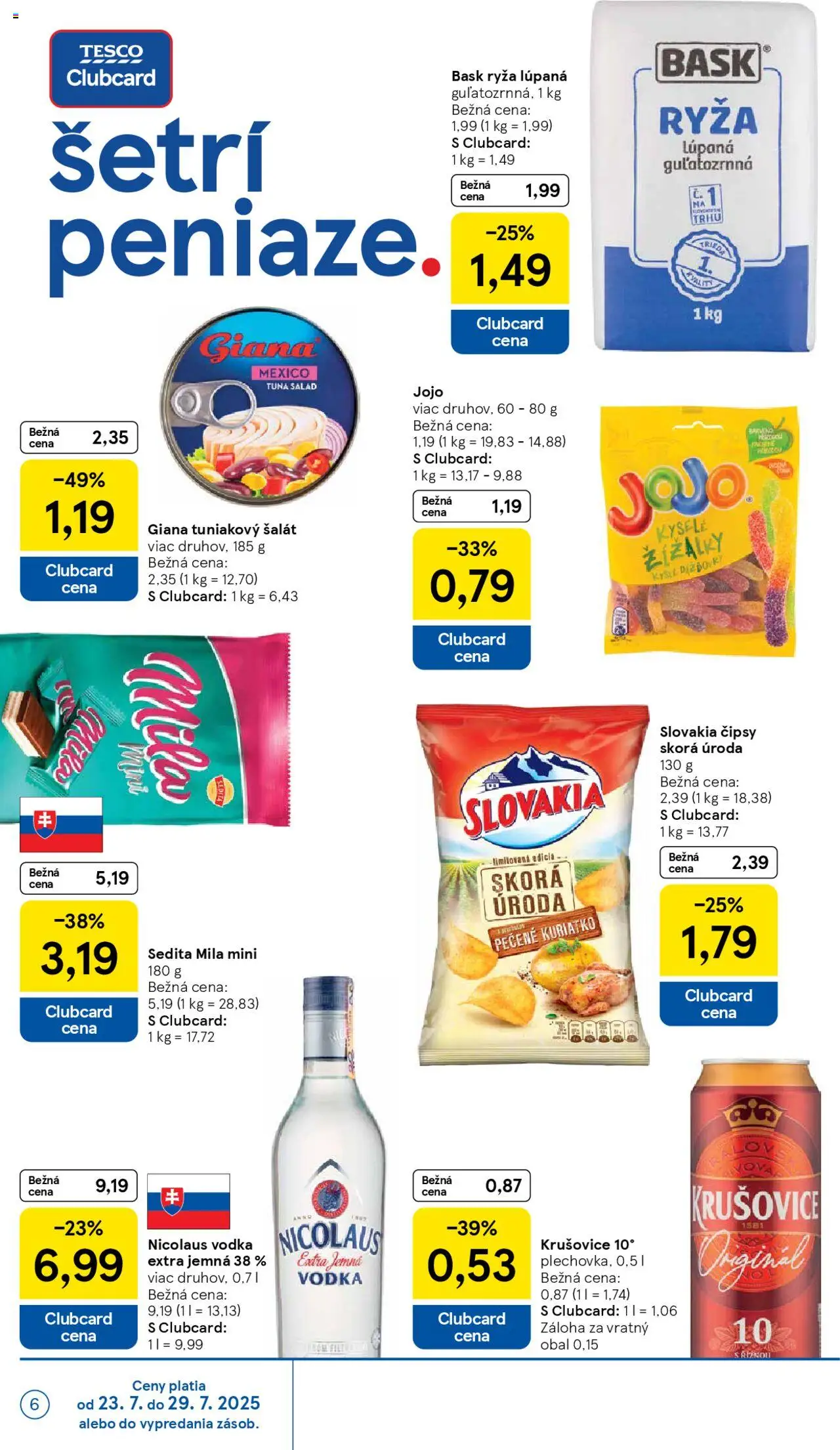 Tesco Hypermarket - leták │ platný od 23.07.2025 | Strana: 6 | Produkty: Ryža, Šalát, Mila, Nicolaus vodka