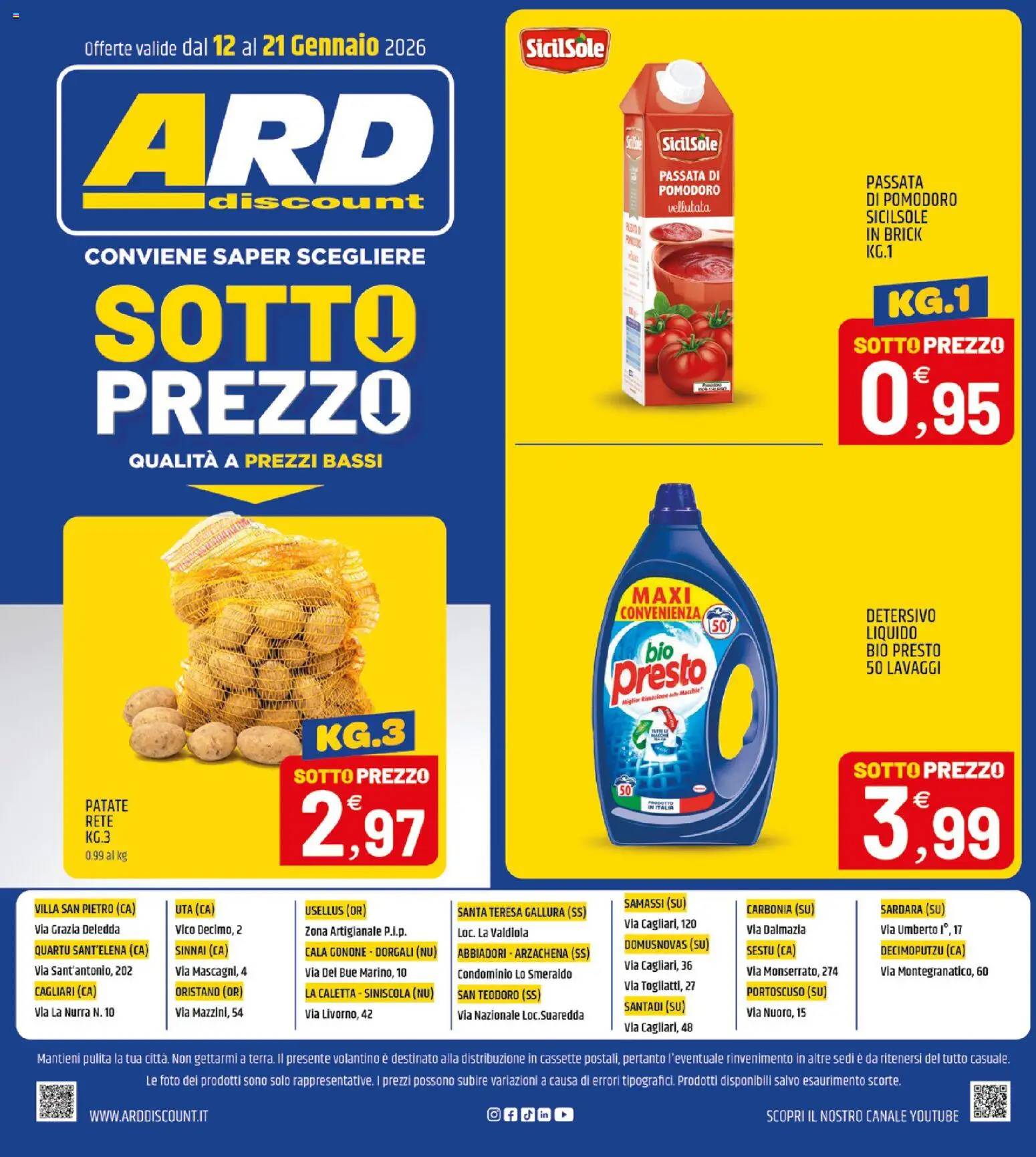 Volantino ARD Discount del 12.01.2026 | Pagina: 20 | Prodotti: Patate, Pomodoro, Passata di pomodoro