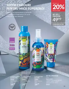 Ofertele Avon valabile de la 01.12.2025 | Pagină: 45 | Produse: Șampon, Gel de duș, Apă, Gel pentru păr