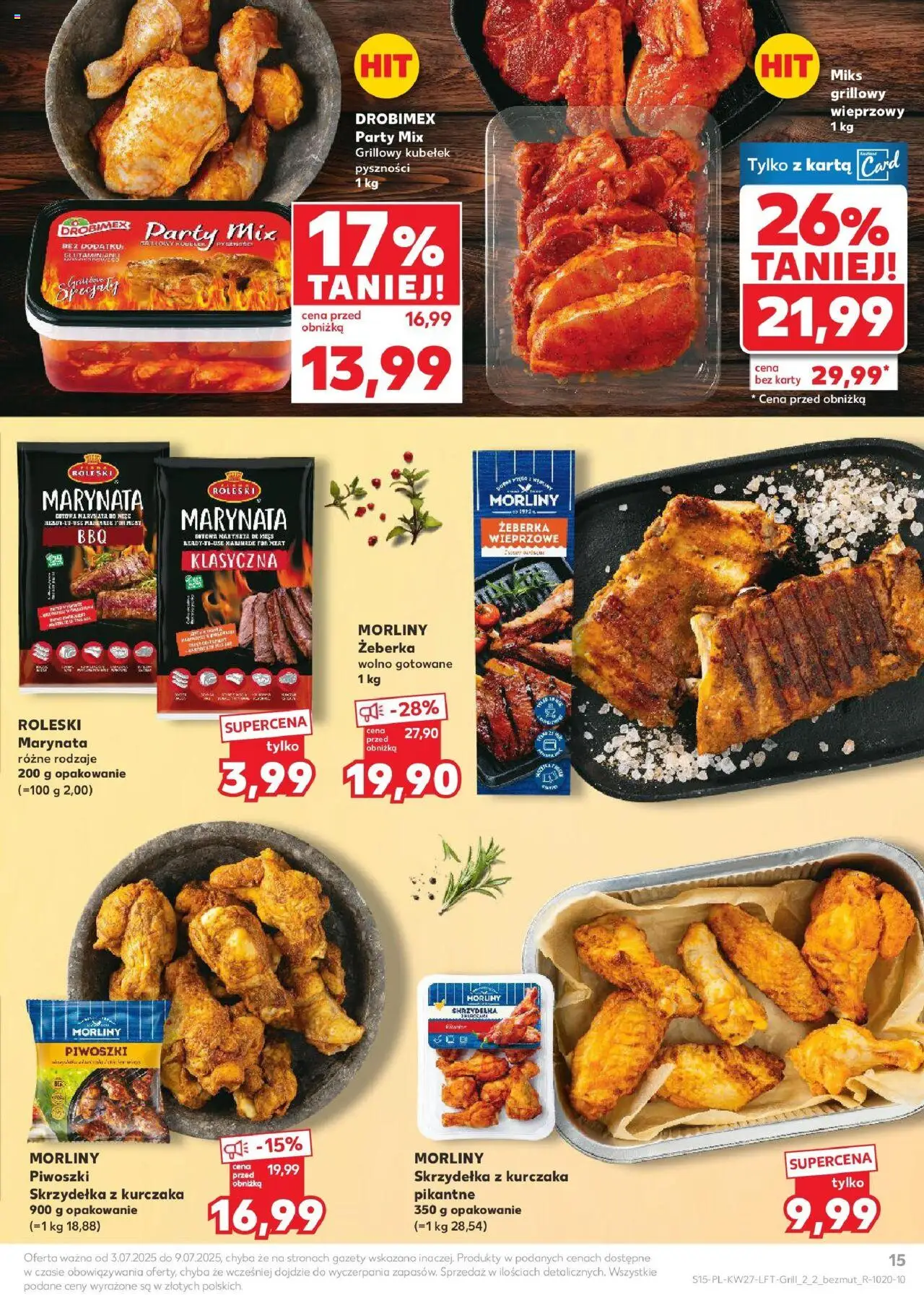Kaufland gazetka od 03.07.2025 | Strona: 15 | Produkty: Karta, Skrzydełka z kurczaka, Wolno gotowane