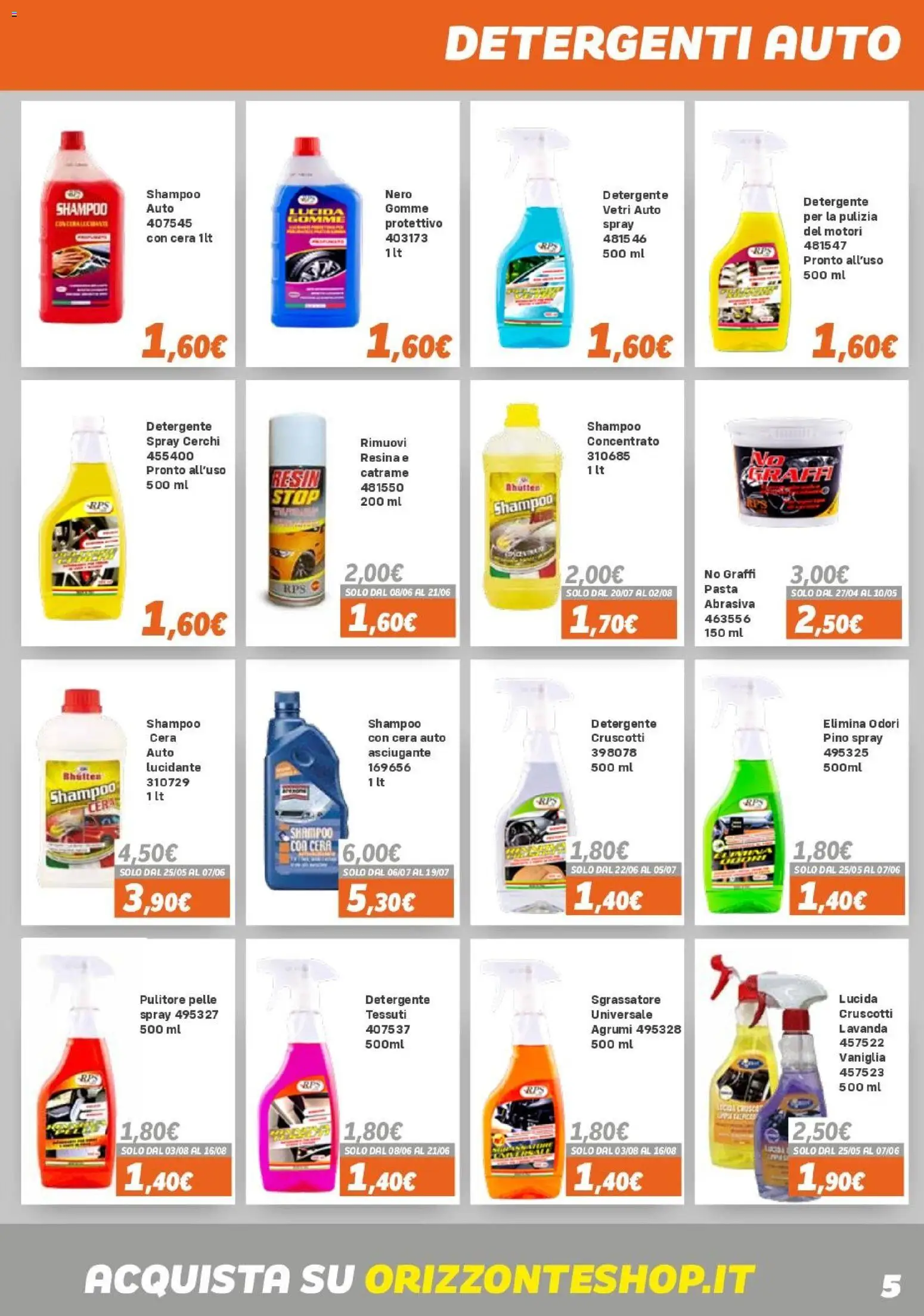Volantino Orizzonte del 15.04.2026 | Pagina: 5 | Prodotti: Detergente, Sgrassatore, Pasta, Agrumi