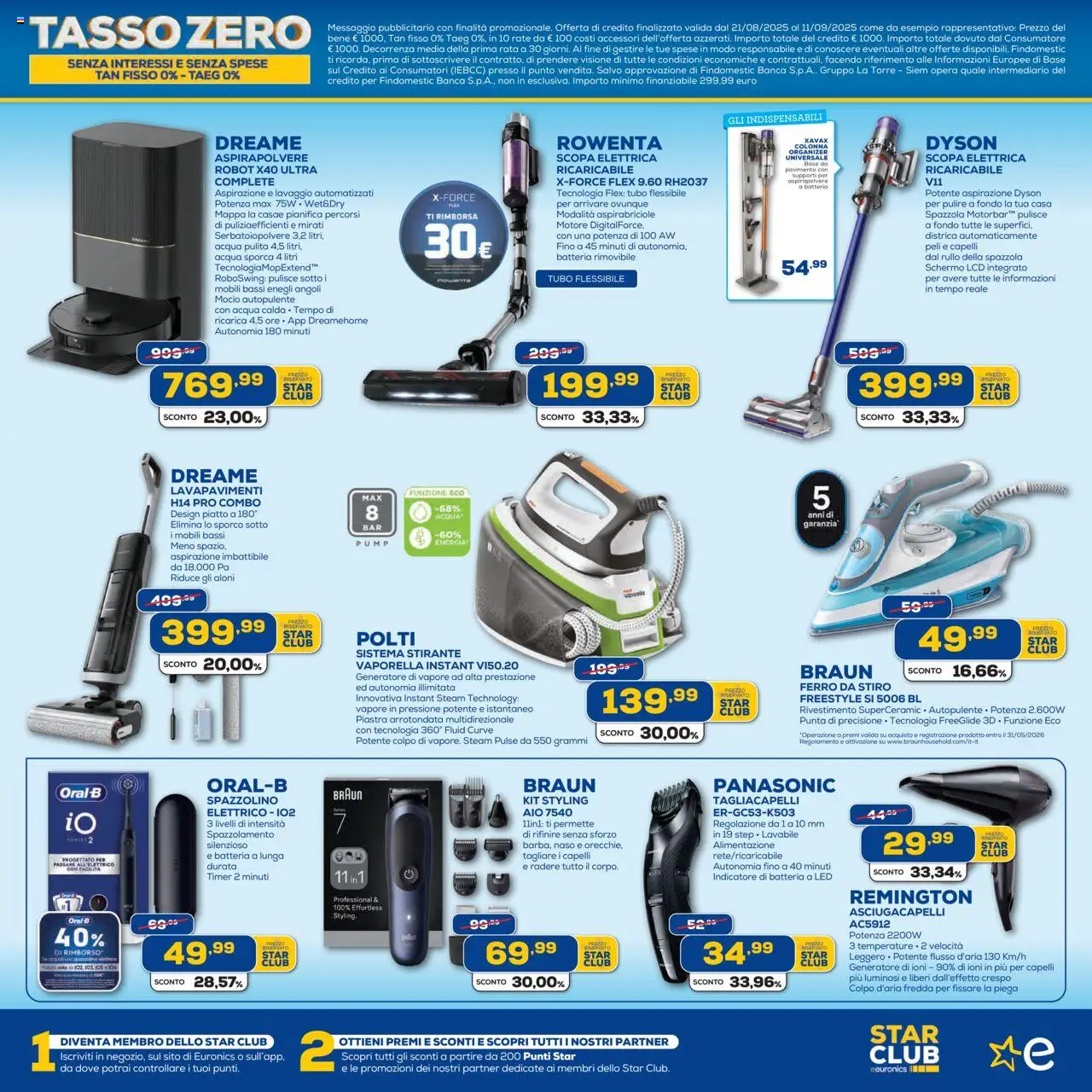 Volantino Euronics del 21.08.2025 | Pagina: 9 | Prodotti: Spazzola, Rullo, Pavimento, Batteria