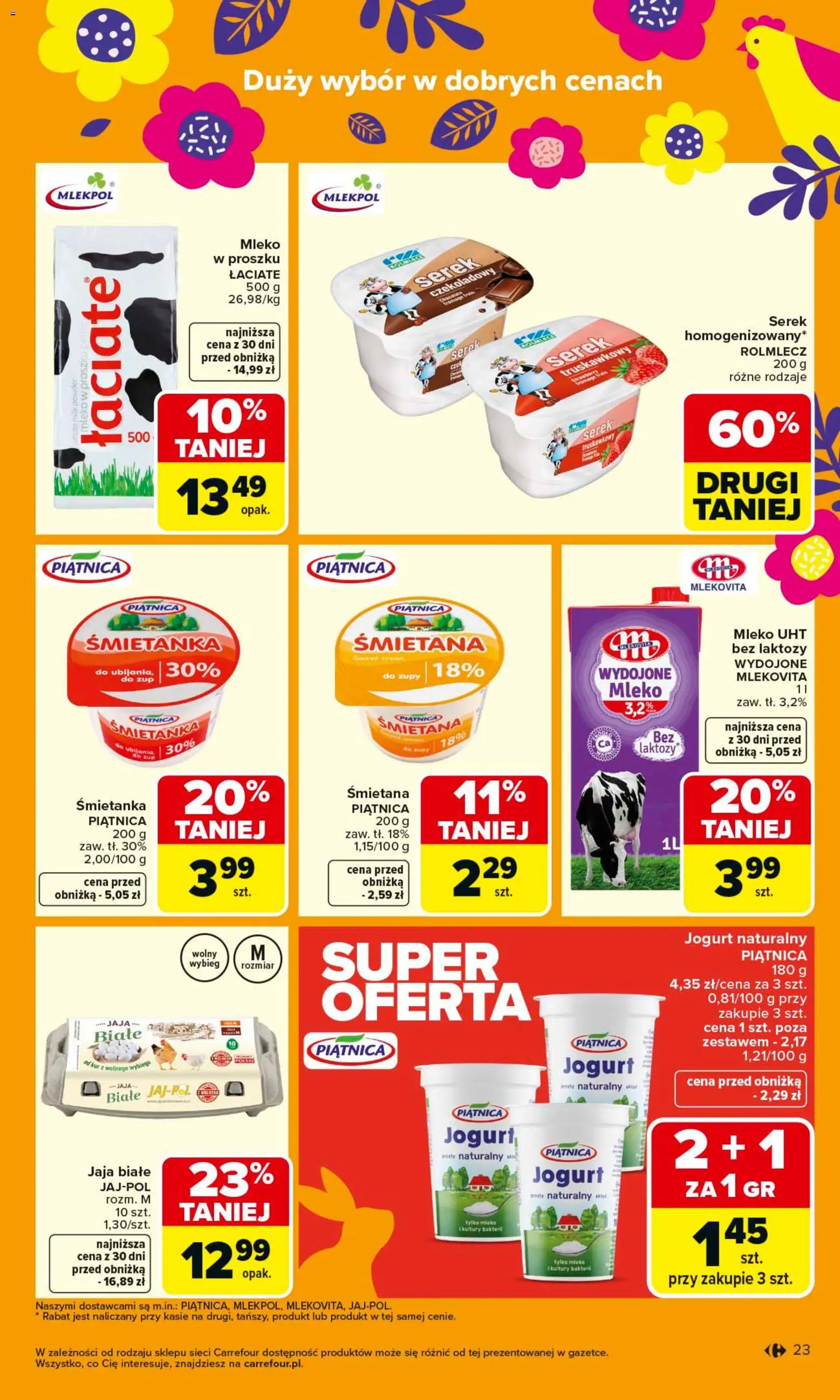 Carrefour gazetka od 23.03.2026 | Strona: 29 | Produkty: Mleko w proszku, Serek, Jogurt naturalny, Jogurt
