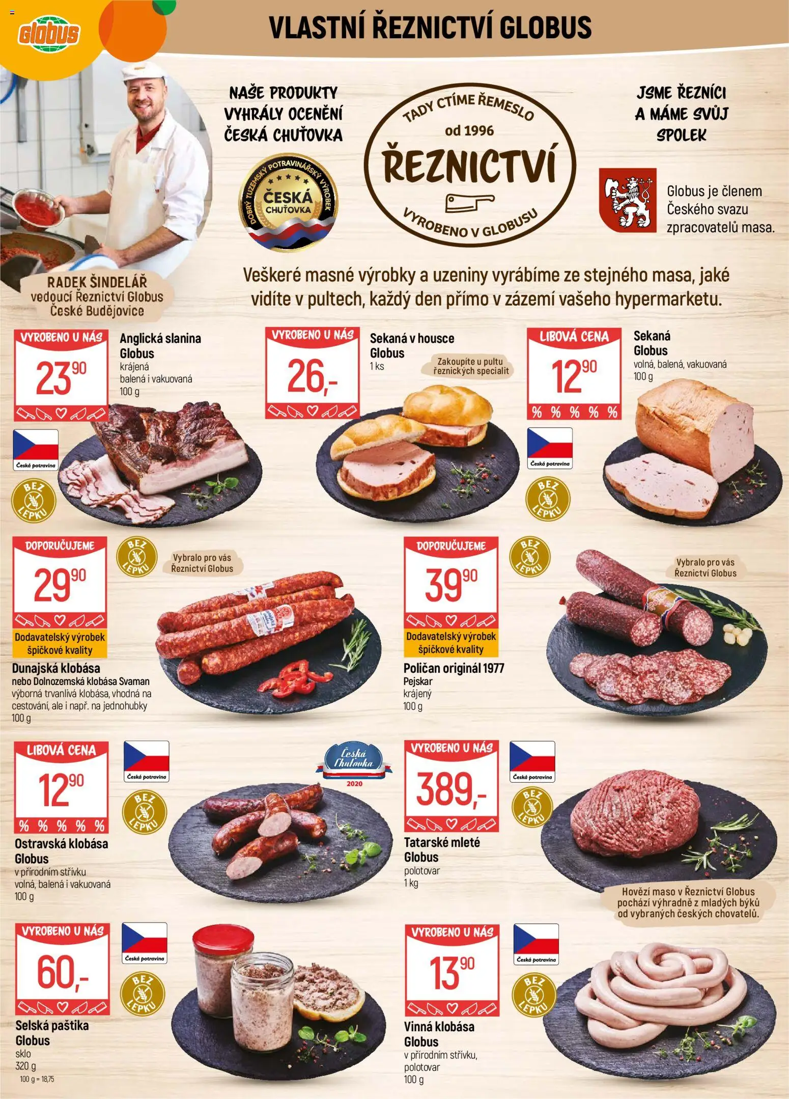 Globus leták - České Budějovice od 10.12.2025 | Strana: 2 | Produkty: Sekaná v housce, Anglická slanina, Slanina, Paštika