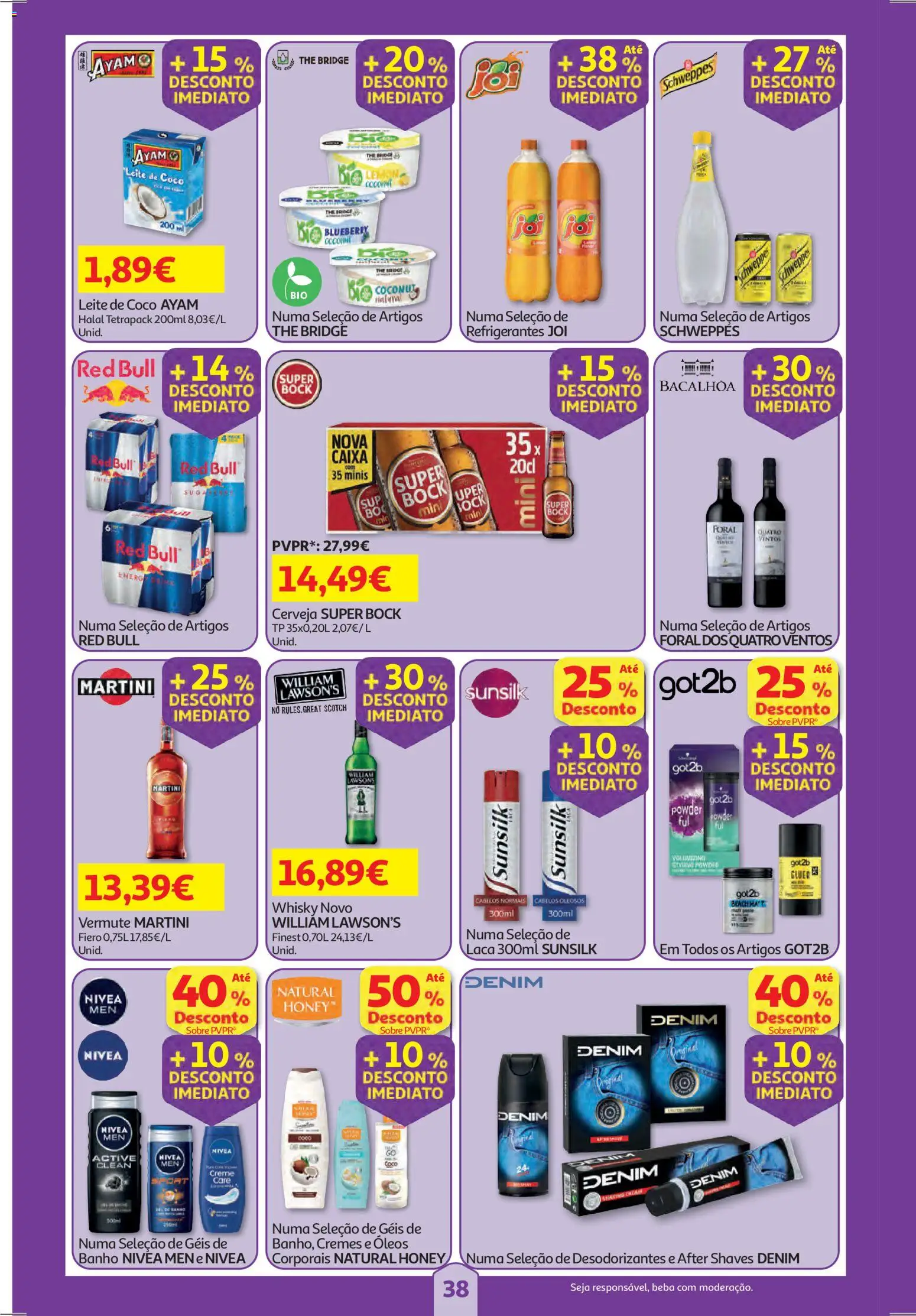 Auchan folheto │ válido de 29.01.2026 | Página: 38 | Produtos: Super bock, Caixa, Leite, Creme