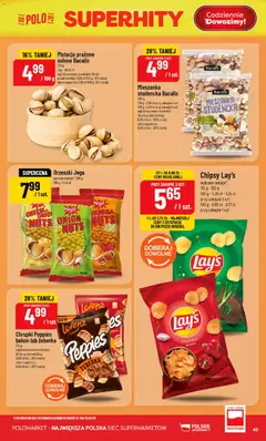 Pogląd oferty "POLOmarket gazetka" - ważna od 22.04.2026 | Strona: 45 | Produkty: Chipsy, Chrupki, Bekon
