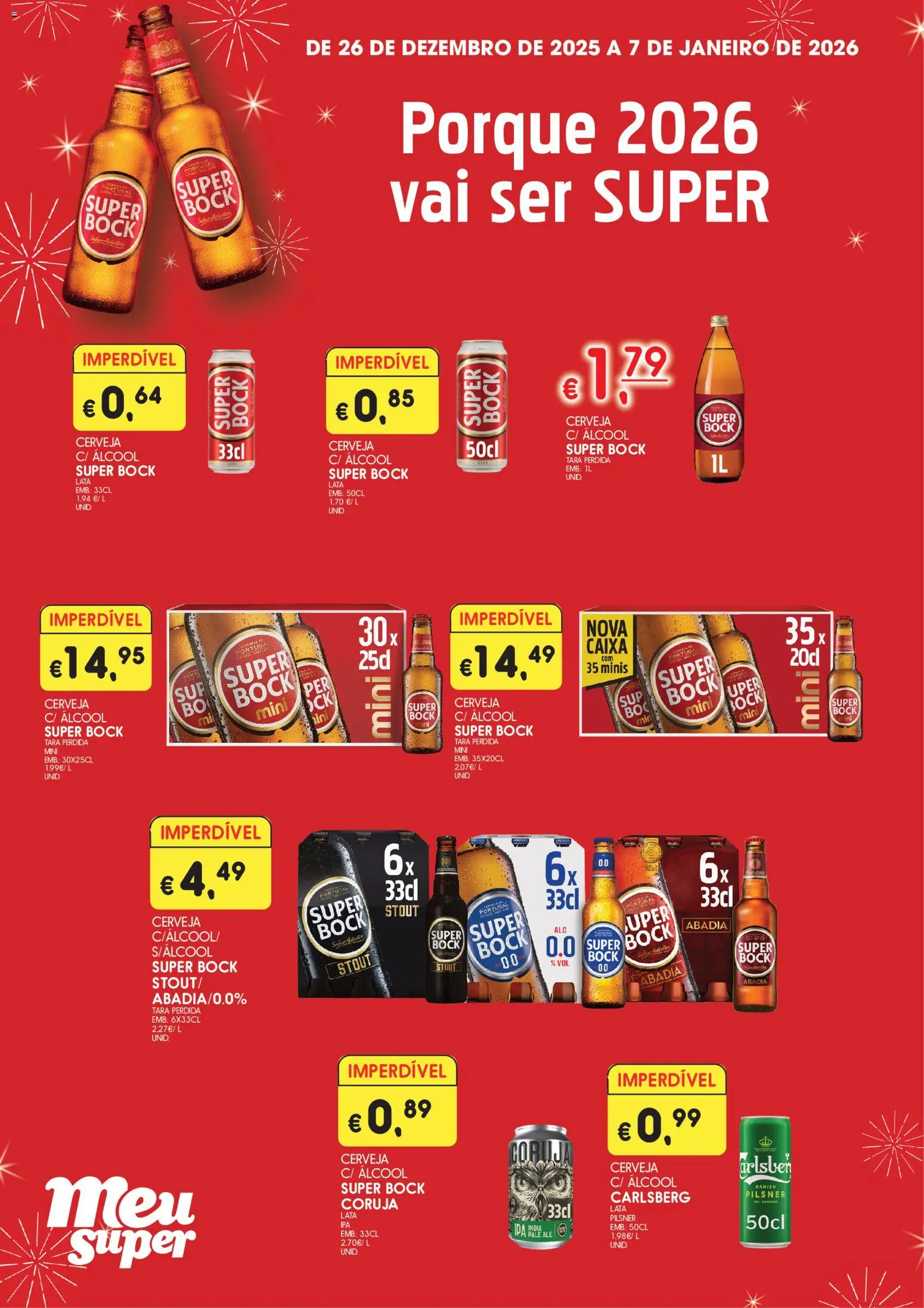 Meu Super folheto │ válido de 26.12.2025 | Página: 1 | Produtos: Super bock, Caixa, Cerveja