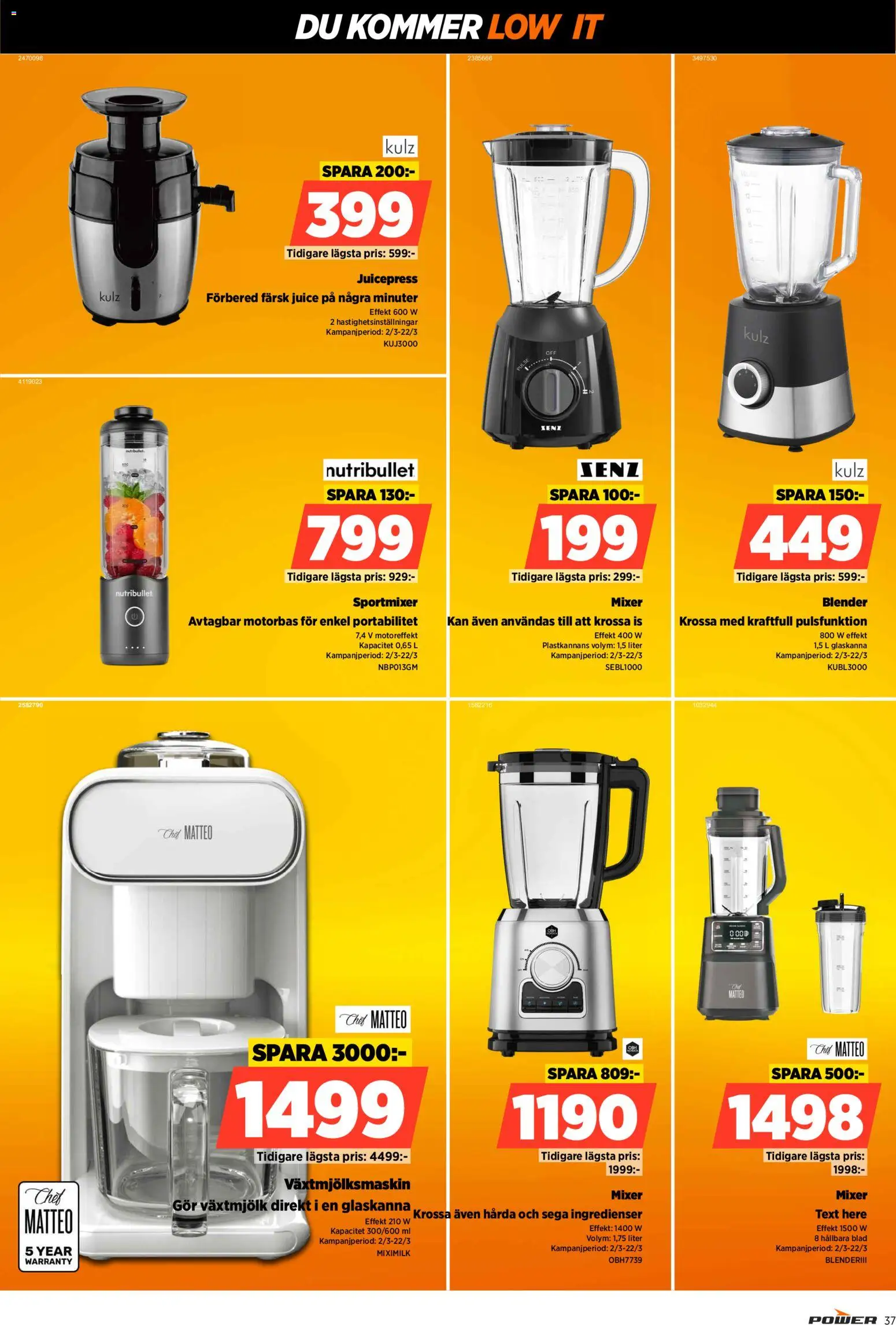 Power reklamblad aktuell från 09.03.2026 | Sida: 37 | Produkter: Mixer, Juicepress, Juice, Blender