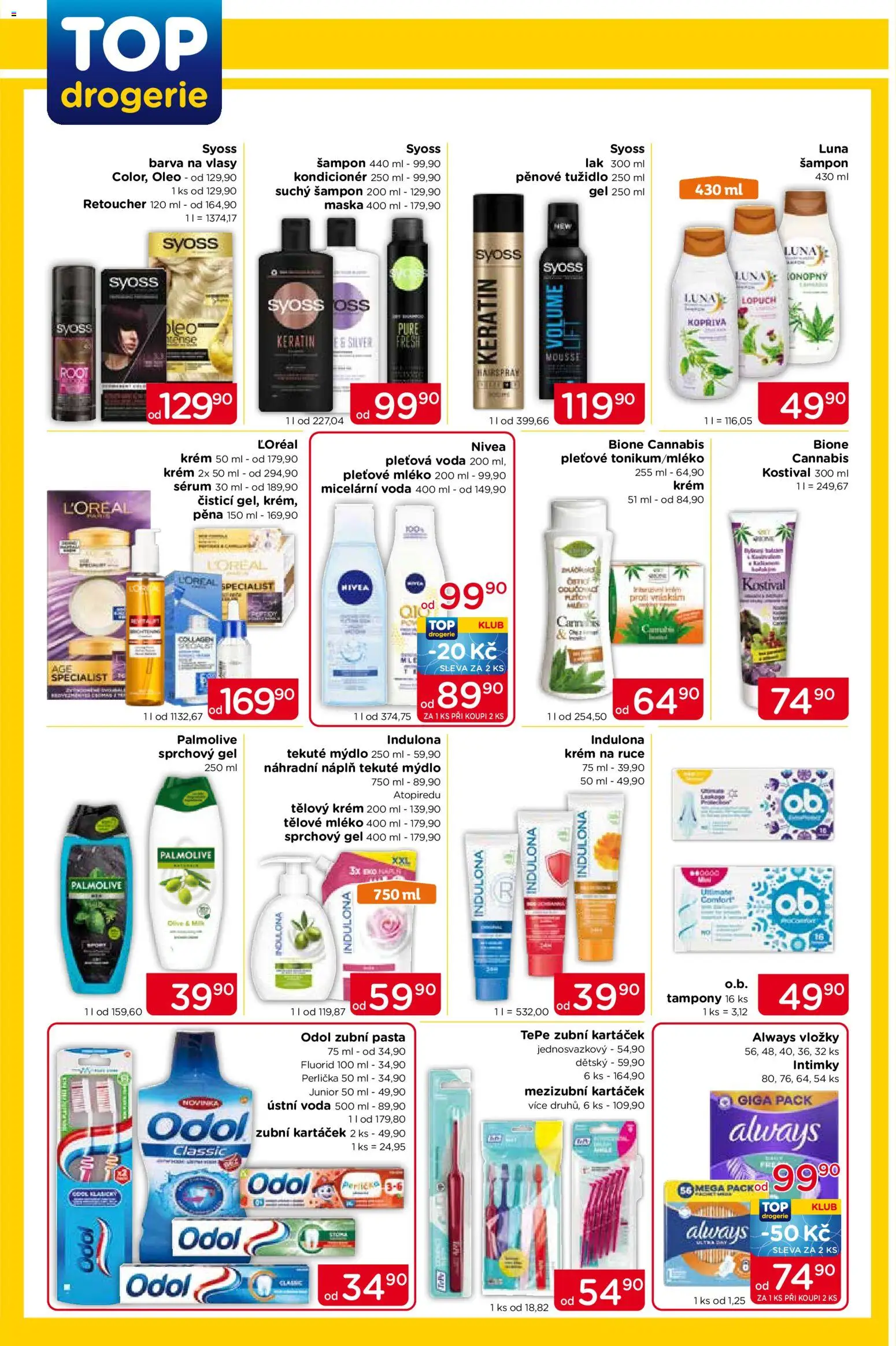 Top drogerie leták od 19.03.2026 | Strana: 2 | Produkty: Syoss, Sérum, Krém, Always vložky
