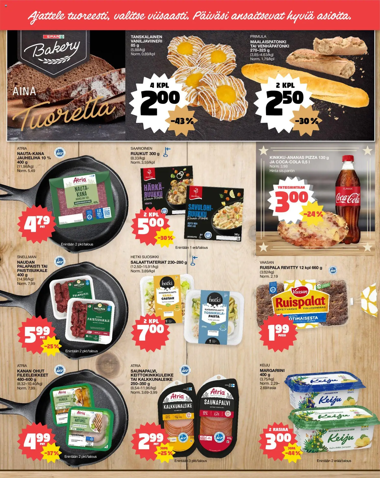 Tokmanni - EUROSPAR – voimassa 19.03.2026 alkaen | Sivu: 2 | Tuotteet: Margariini, Savulohi, Pasta, Hunaja