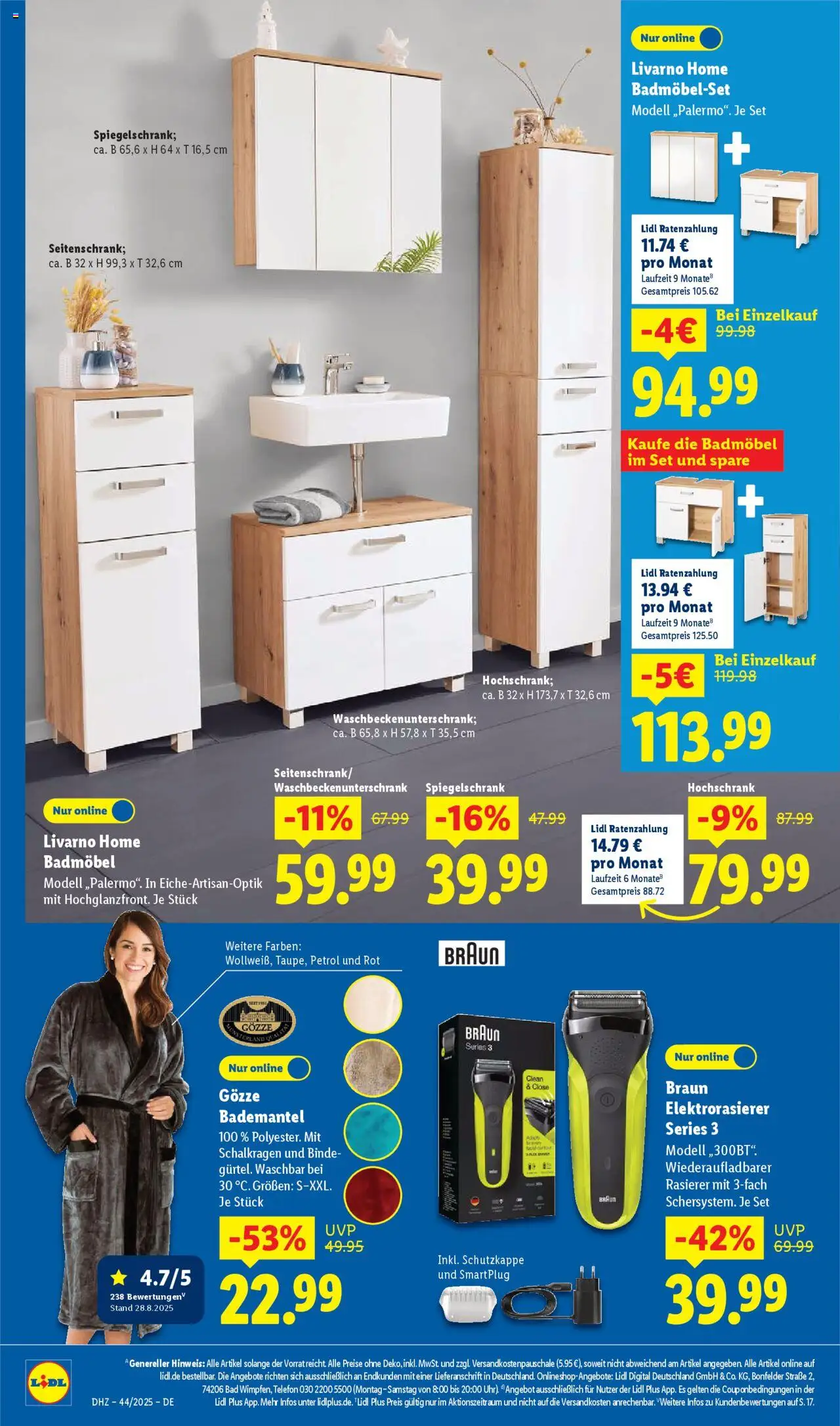 Lidl Prospekt Kornwestheim – gültig ab 27.10.2025 | Seite: 6 | Produkte: Bad, Hochschrank, Bademantel, Telefon