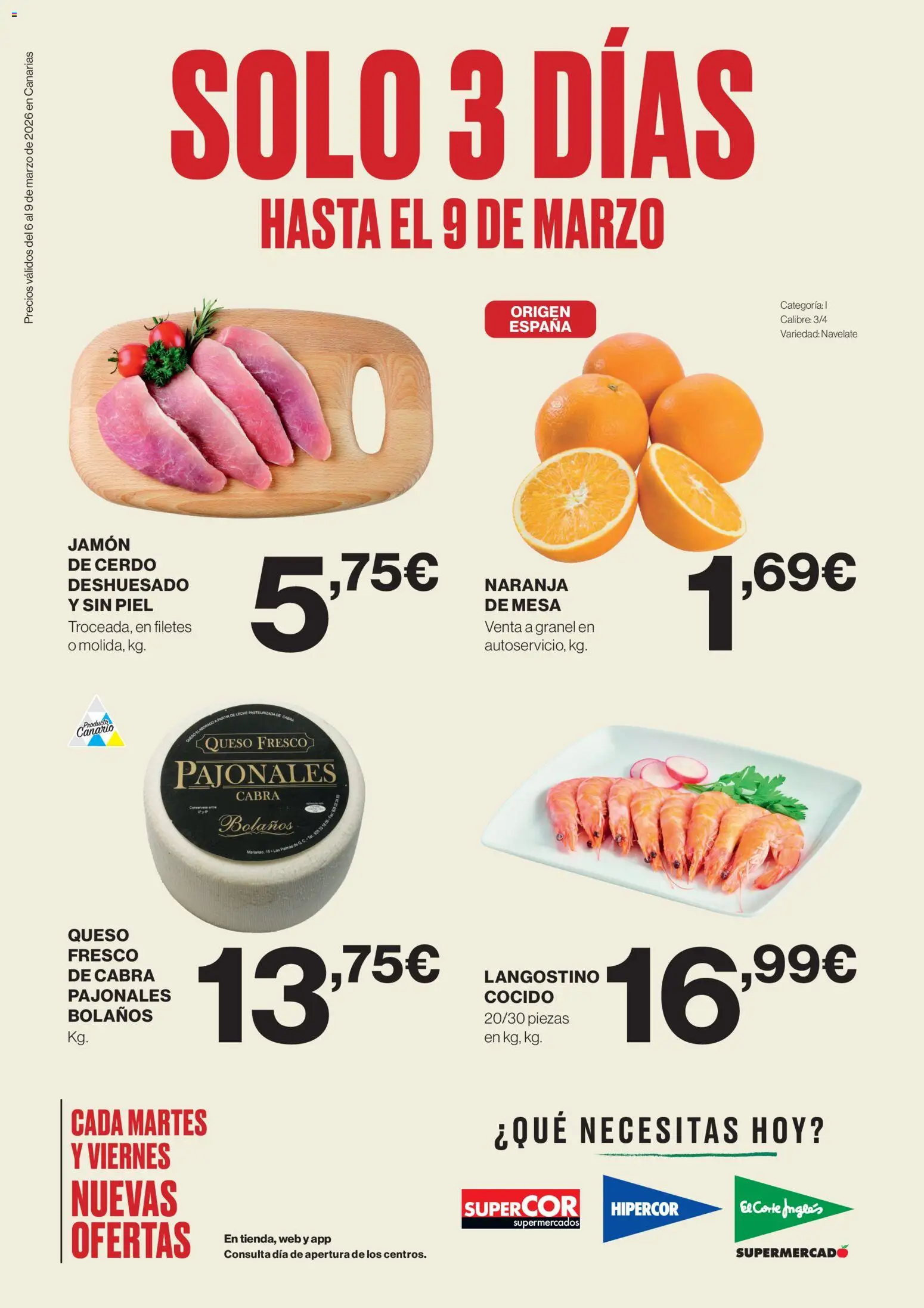 Supercor Canarias │ válido desde el 06.03.2026 | Página: 1 | Productos: Leche, Queso, Queso fresco, Langostino
